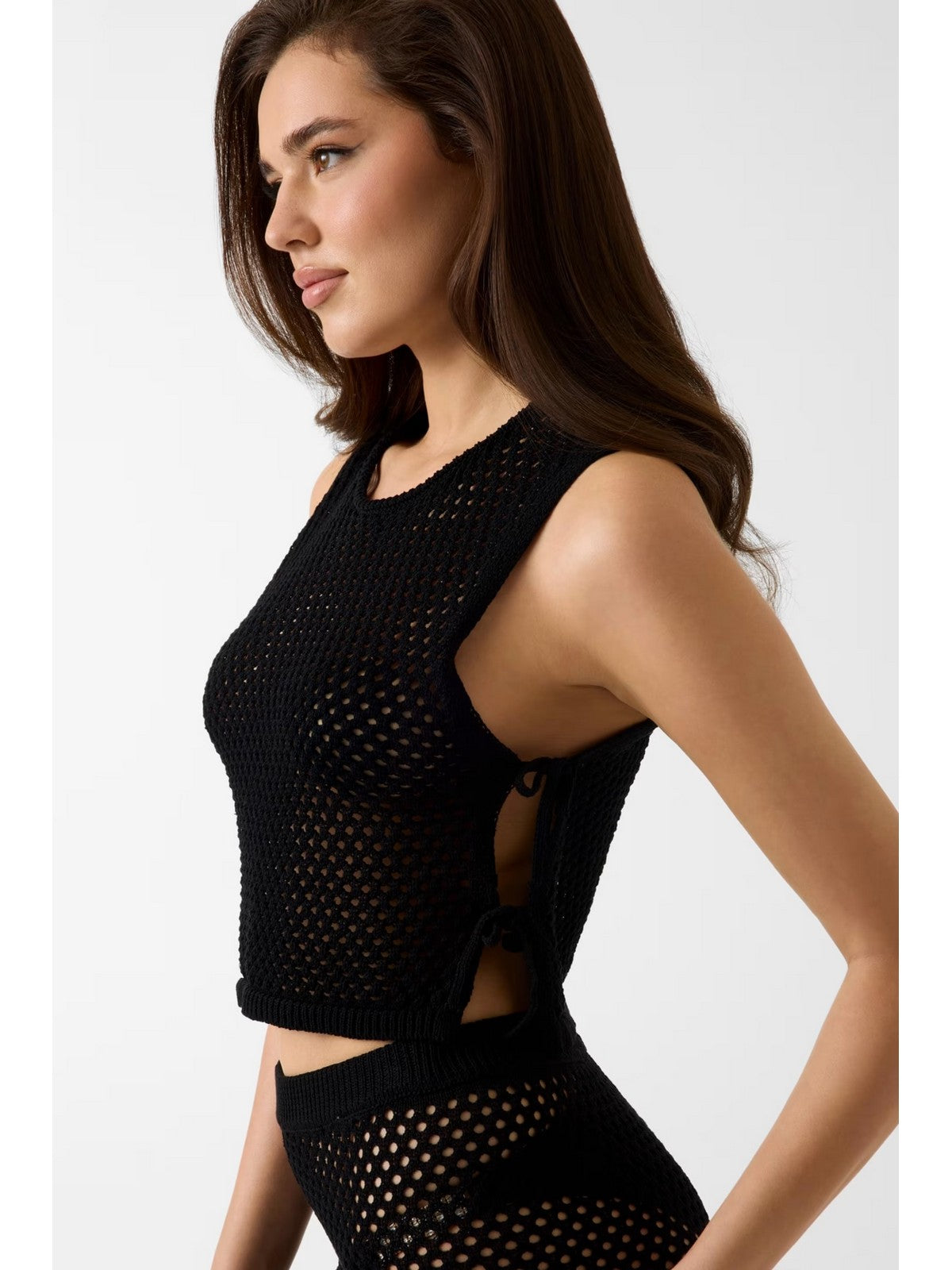 GUESS BEACHWEAR Top Donna LUNA TOP SWTR E6GR01 Z5632 JBLK Jet Black A996 gioboutiqueweb