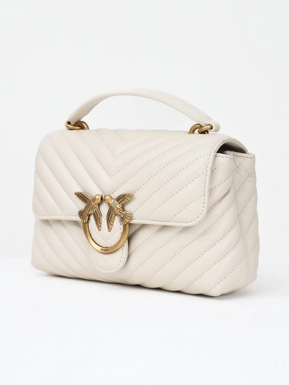 PINKO Borsa Donna LOVE LADY PUFF MINI CL SHEEP N 100044-A0GK Z14Q BIANCO SETA-ANTIQUE GOLD