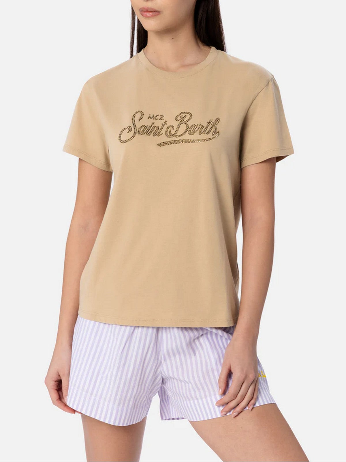 MC2 Saint Barth T-shirt et femmes Pole Emilie 05143f Beige