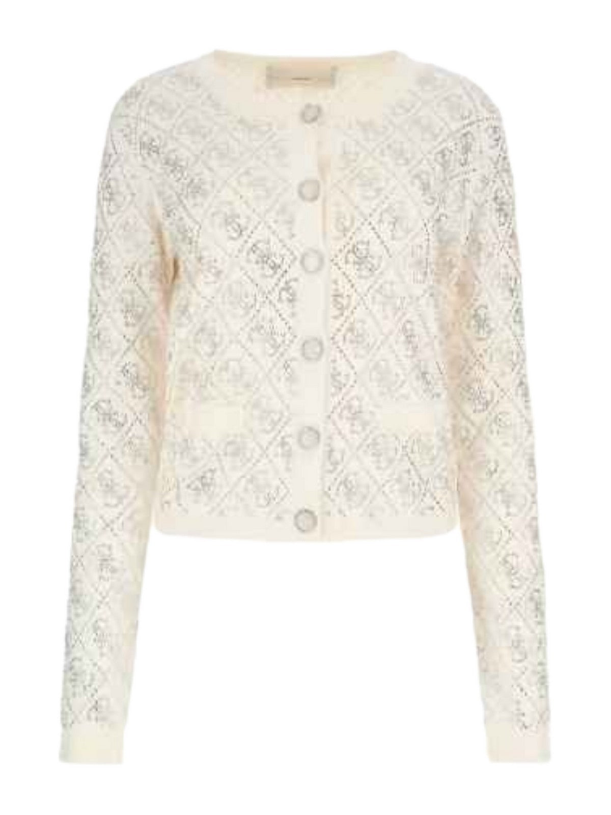 Guess Cardigan Woman Paige 4G Stones LS Cardi SWTR W4YR25 Z3FN0 G012 White