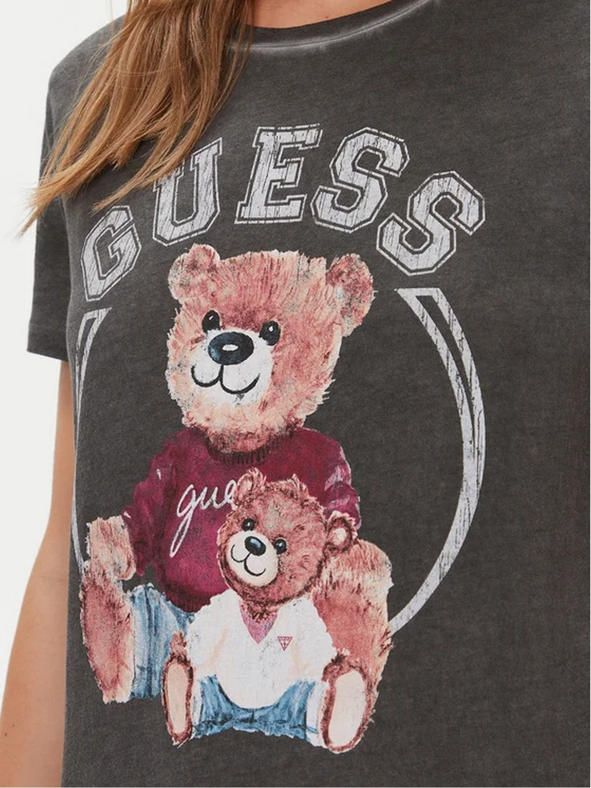 GUESS T-Shirt e Polo Donna Ss Varsity Bear Logo W4RI86 K9SN1 JTMU Nero