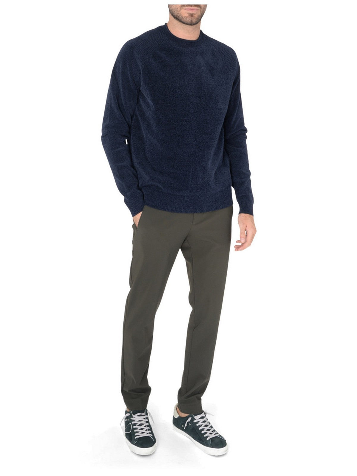 RRD Maglione Uomo VELVET ROUND KNIT W24132 60 Blu gioboutiqueweb