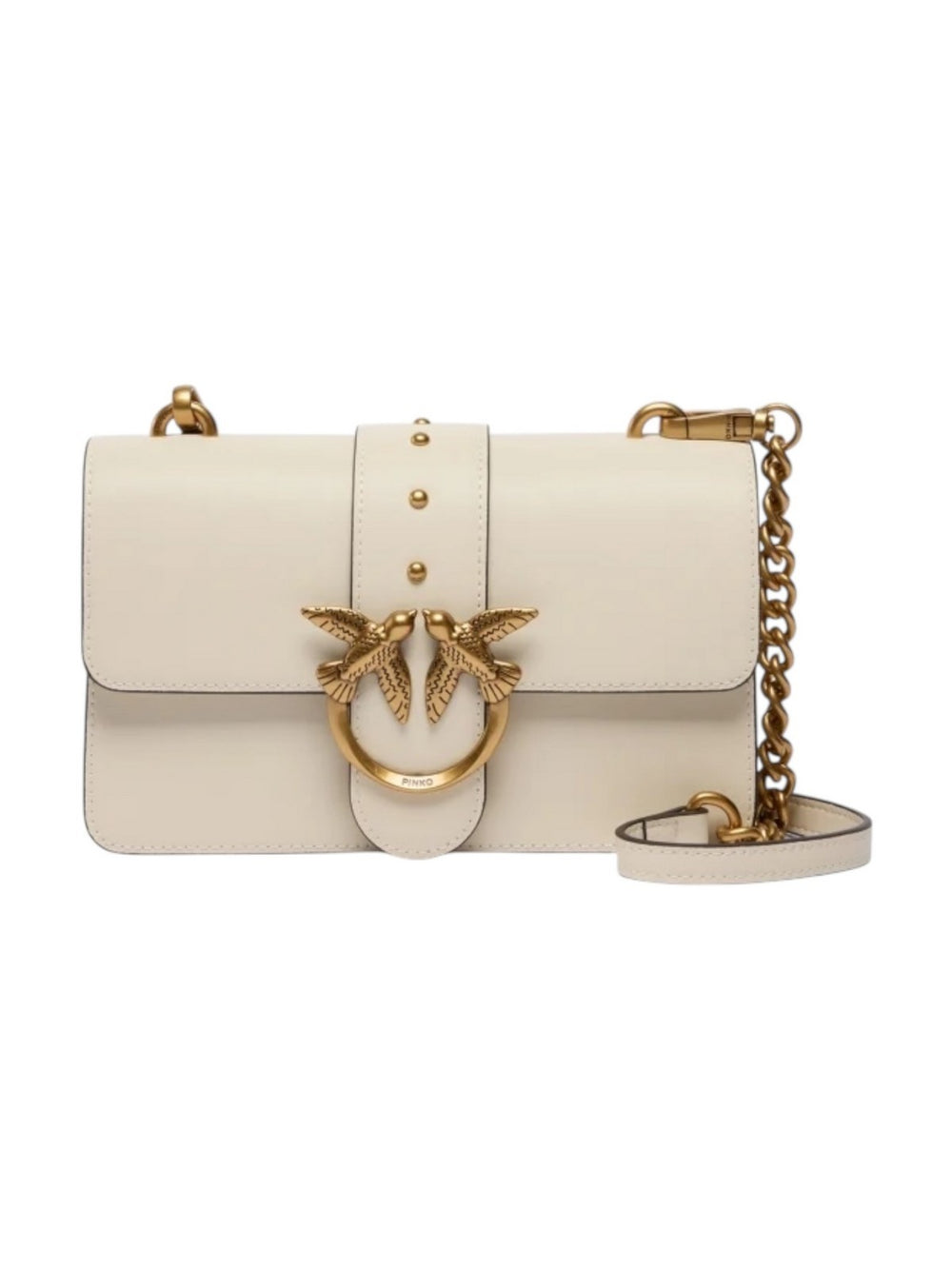PINKO Borsa Donna LOVE ONE MINI ST. CL 105856-A0F1 Z14Q BIANCO SETA-ANTIQUE GOLD gioboutiqueweb