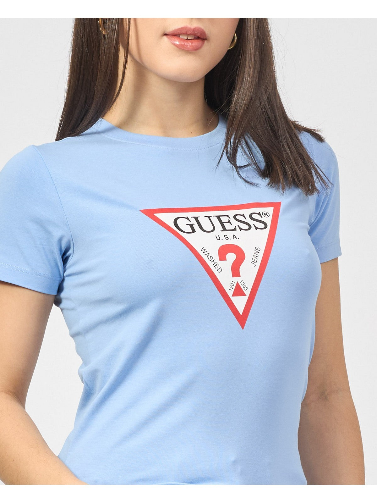 GUESS T-shirt Donna GJ SS CN SLIM ICONIC TEE W4YI04 J1314 G7CP FRESH ZENDY BLUE gioboutiqueweb