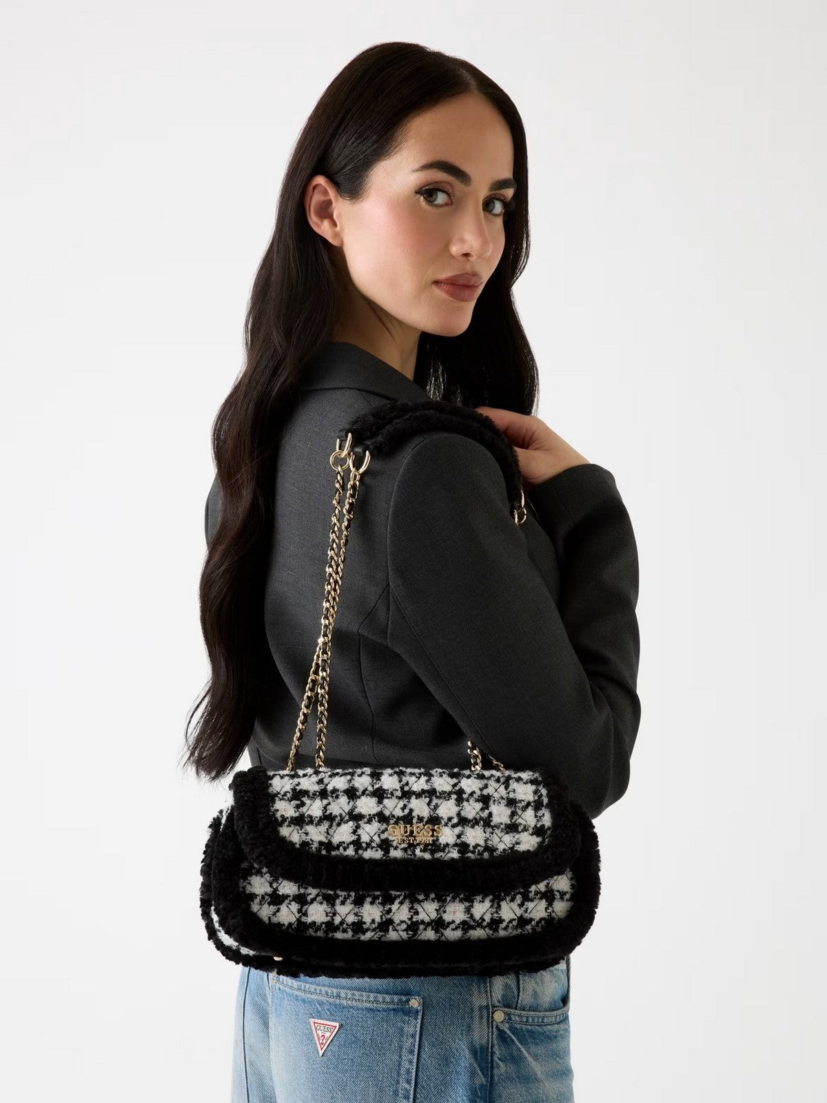 GUESS Borsa Donna CRISTI CONVERTIBLE XBODY FLAP HWQT81 39210 BML BLACK MULTI