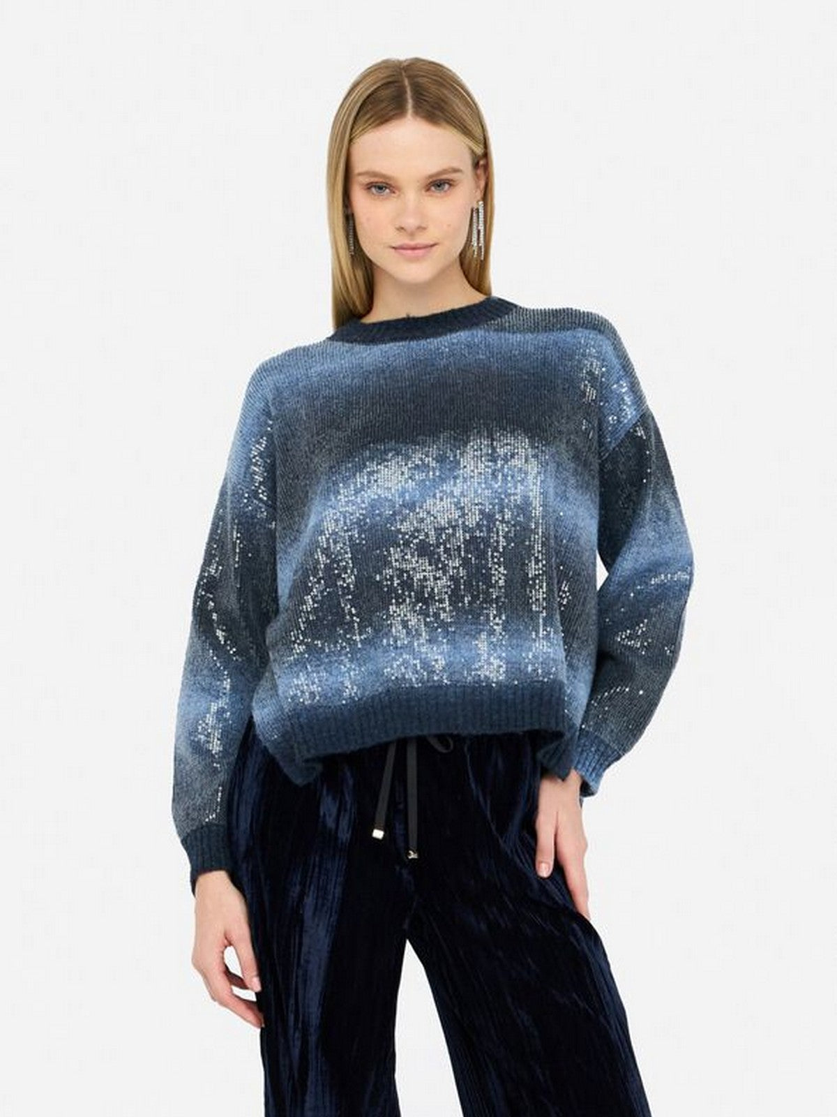 LIU JO WHITE Maglione Donna  MF5380MA14R S9473 Blue shaded