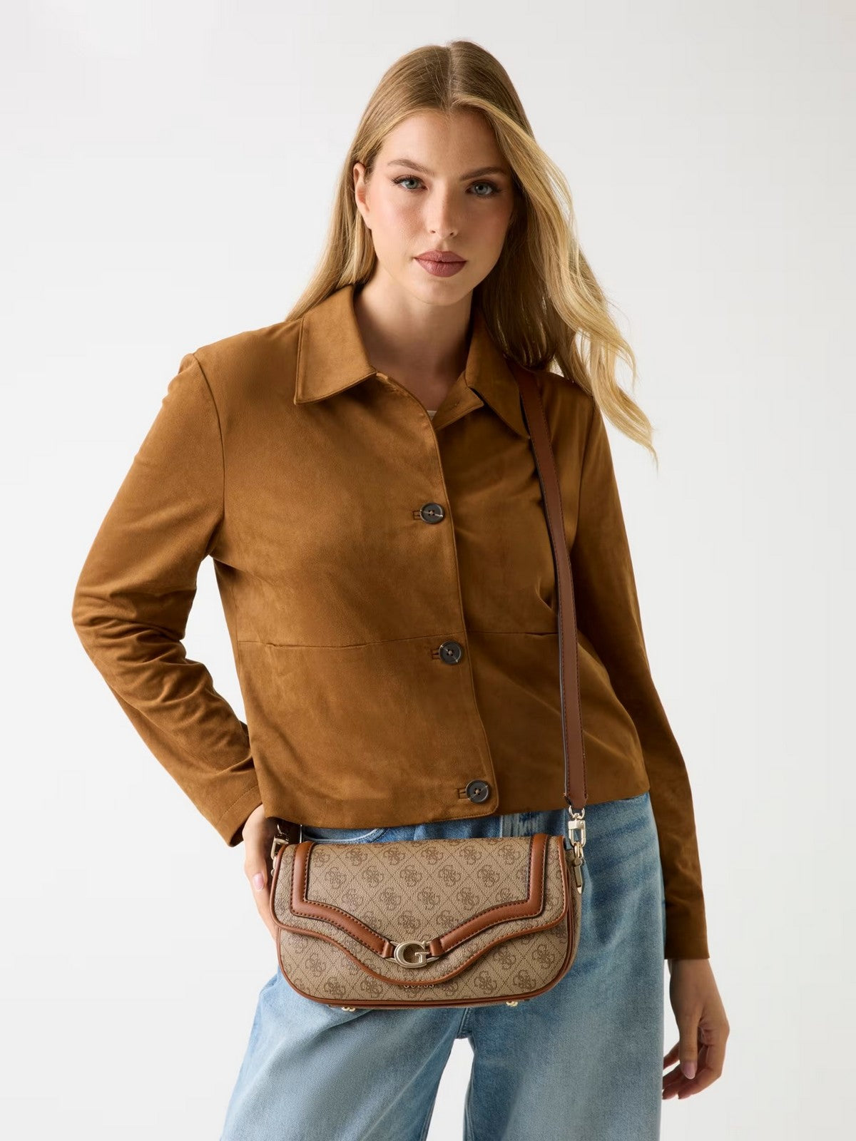 GUESS Borsa Donna DEA FLAP SHOULDER BAG HWSG79 93200 LTL LATTE LOGO