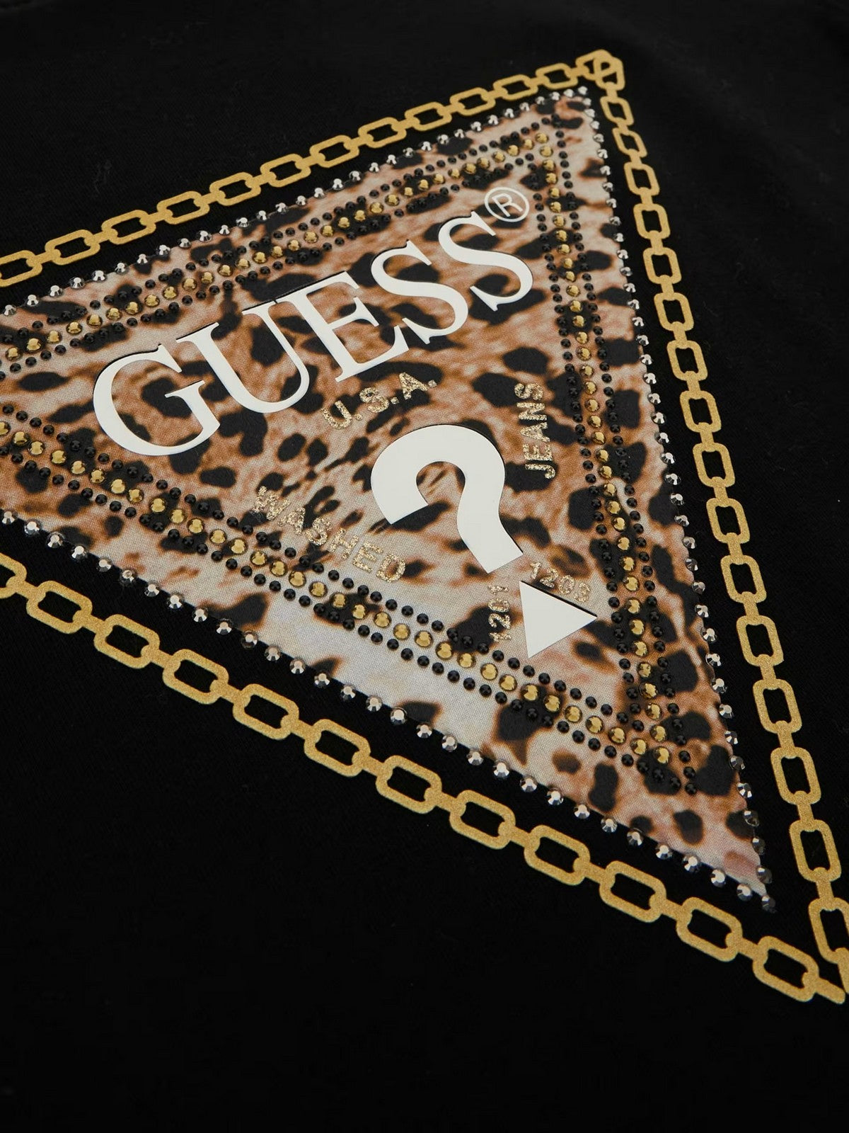 GUESS T-shirts et polos pour femmes SS CN TRIANGLE LEO TEE W4YI40 J1314 JBLK Noir