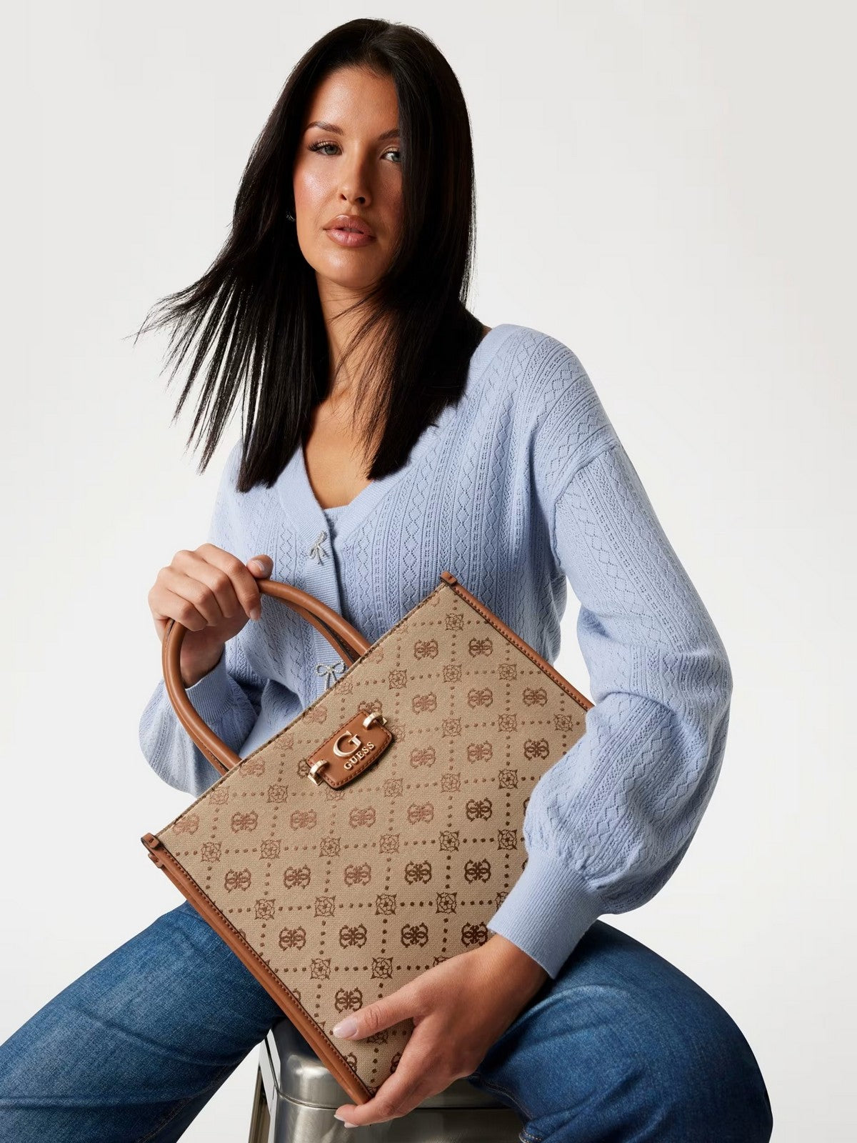 GUESS Borsa Donna NEDA 2 COMP TOTE HWJP96 54220 LTL LATTE LOGO