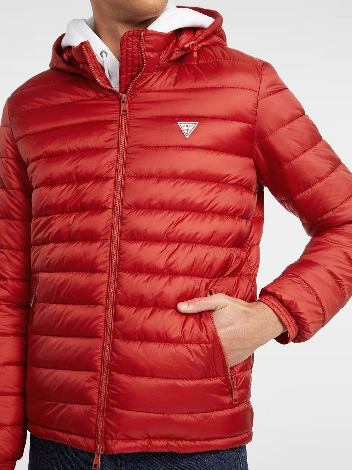 Zgadnij Piumino Men GJ Puffer z kapturem M4YL99 WG922 G585 Red