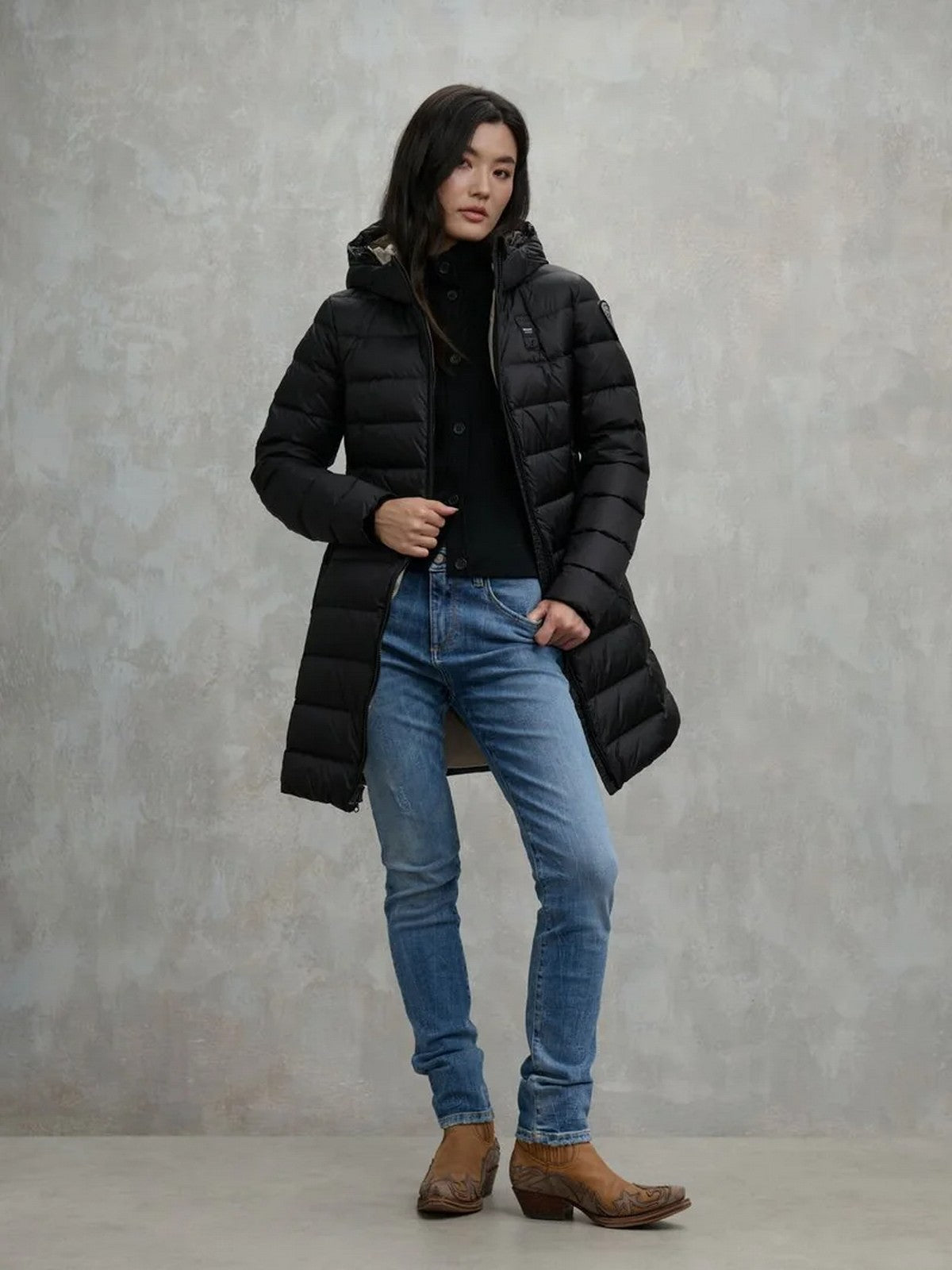 BLAUER Piumino Donna AGNES 25WBLDK03102 006047 999EI NERO interno BEIGE 301