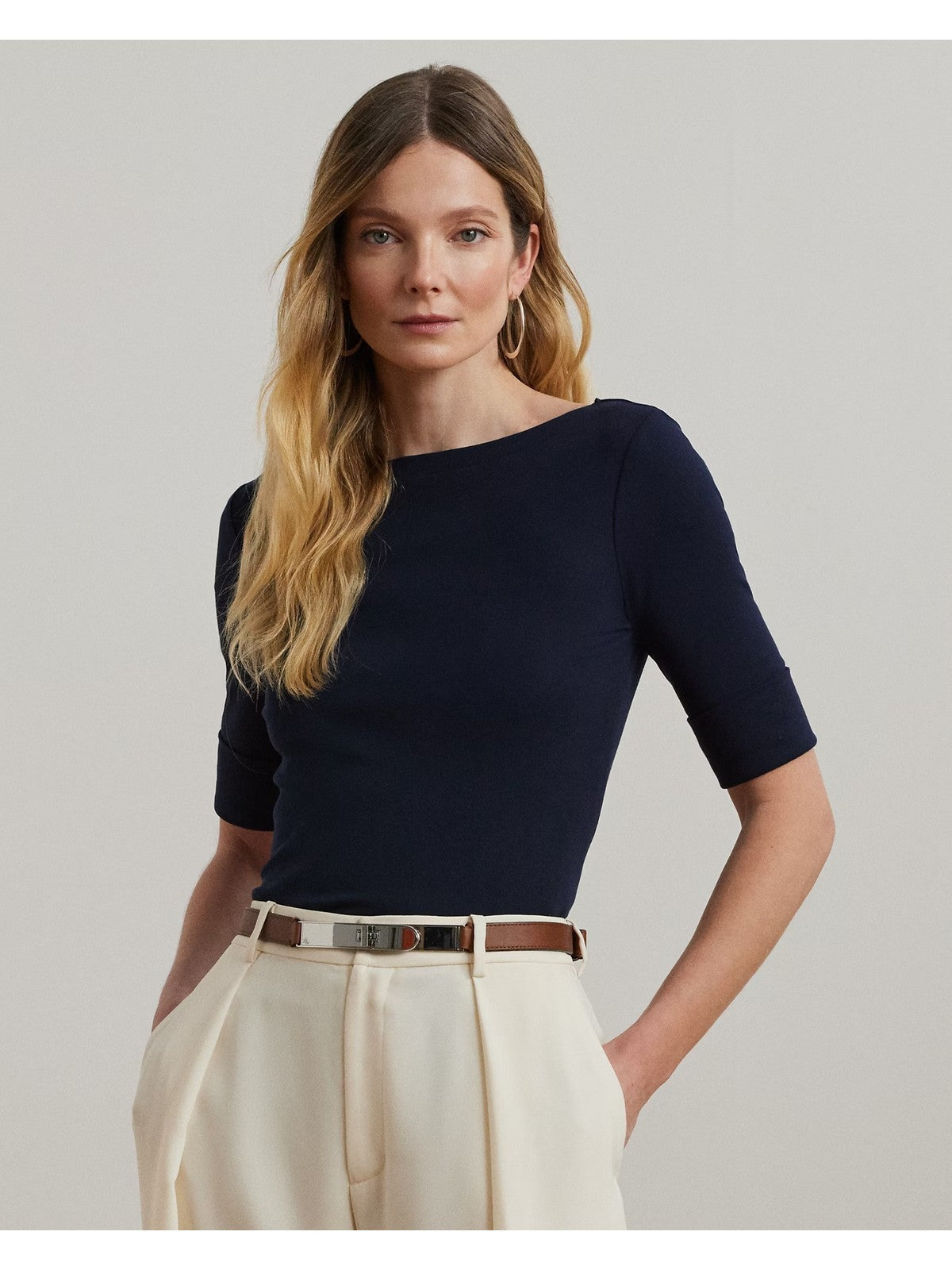 LAUREN RALPH LAUREN Maglia Donna JUDY-ELBOW SLEEVE-KNIT 200654963 079 LAUREN NAVY