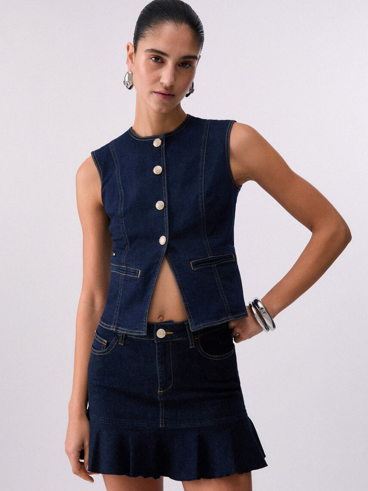 LIU JO BLUE DENIM Gilet Donna  UA6345D4925 77000 NORMAL WASH
