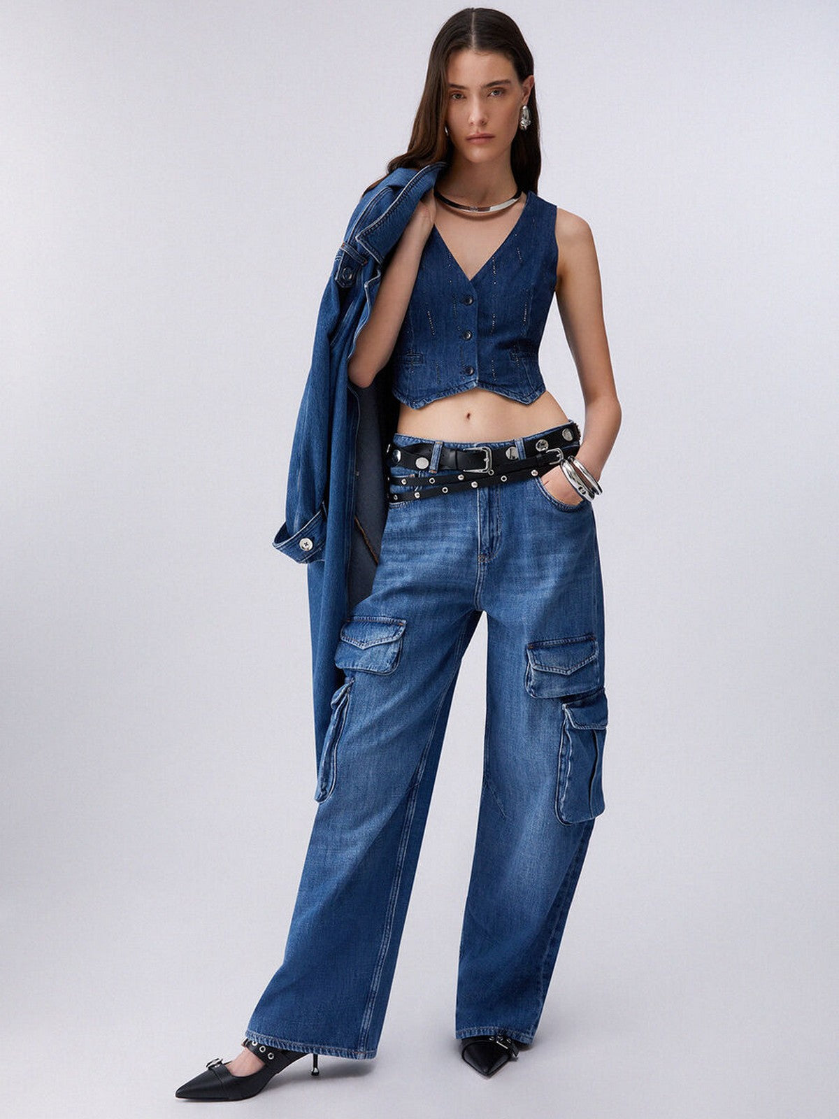 LIU JO BLUE DENIM Gilet Donna  UA6188D0315 78033 Den.Blue starry wash