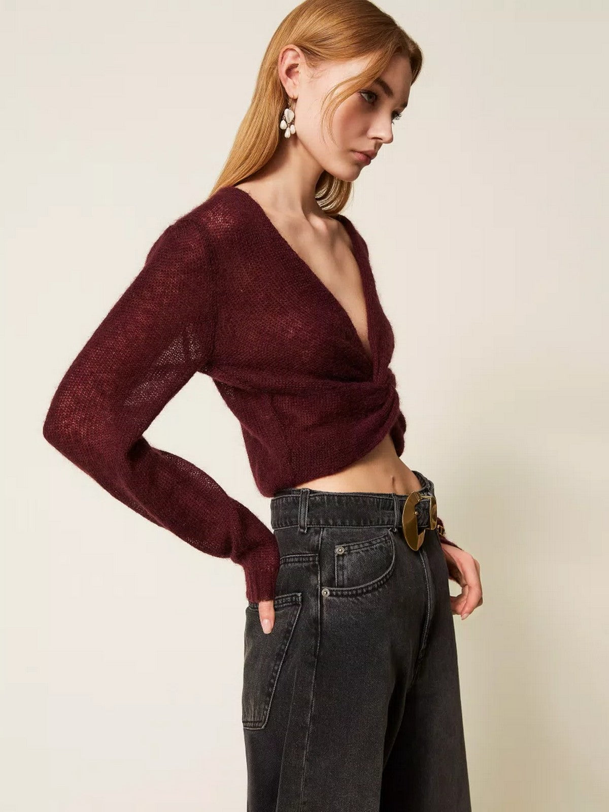 TWINSET Maglia Donna LIGHT MIX MOHAIR STITCHES 252TP3525 05609 WINETASTING