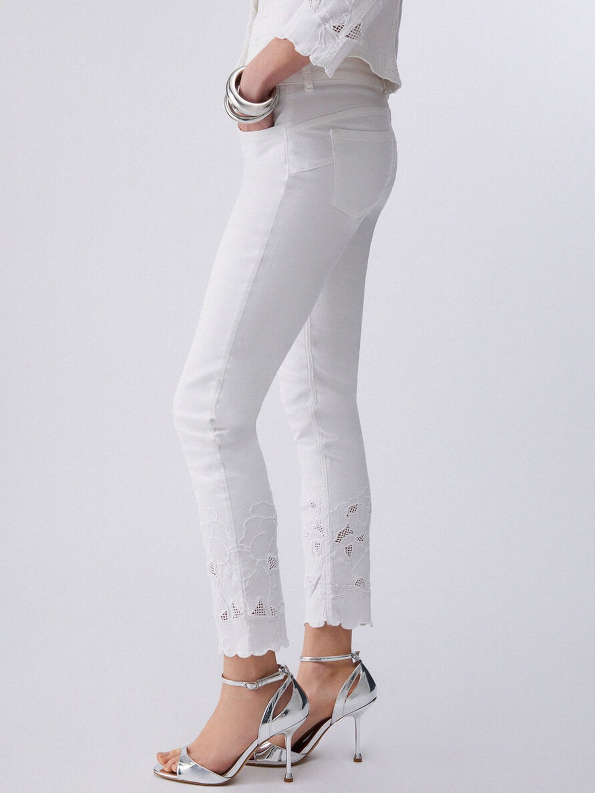 LIU JO WHITE Pantalone Donna  WA6260T367A P9255 Bco ottico ric.flowe