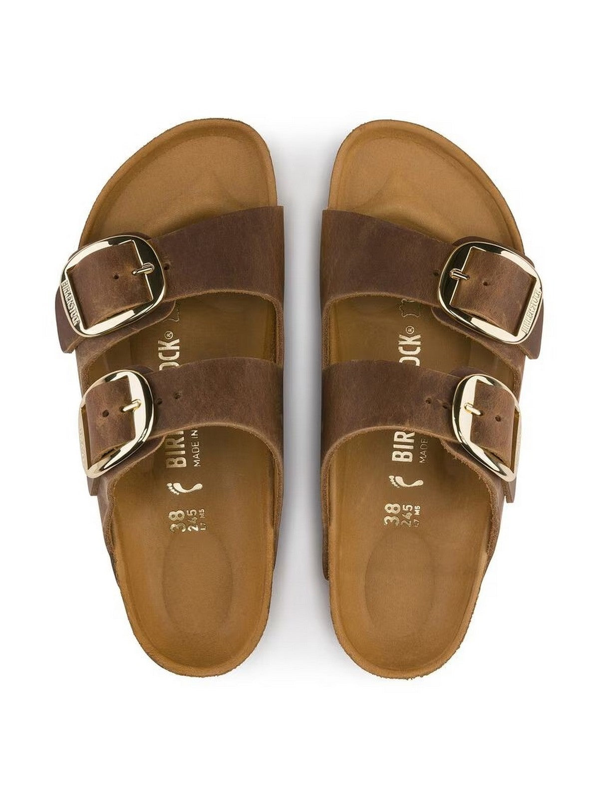 BIRKENSTOCK Sandalo Donna Arizona Big Buckle cognac, Oiled Leather 1011073 Marrone