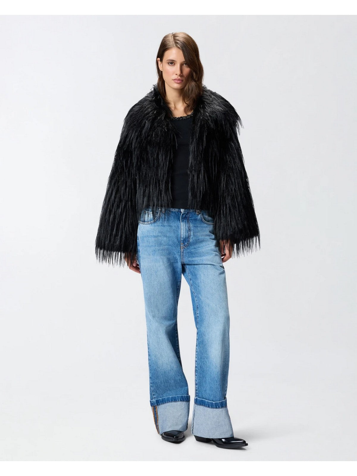 PINKO Pelliccia Donna AMPARO CABAN 106045-A2ZO Z99 NERO LIMOUSINE