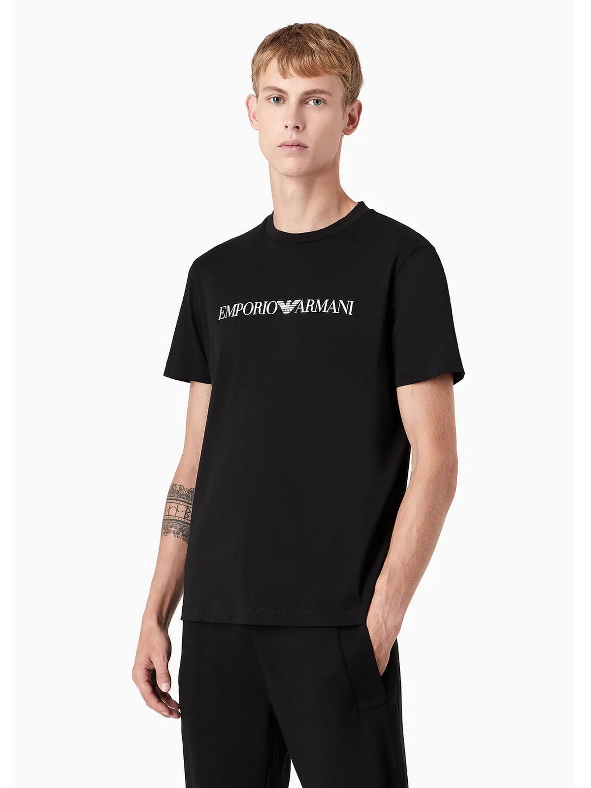 Emporio Armani Camisetas y poste para hombres 8N1TN5 1JPZZ 0021 Negro