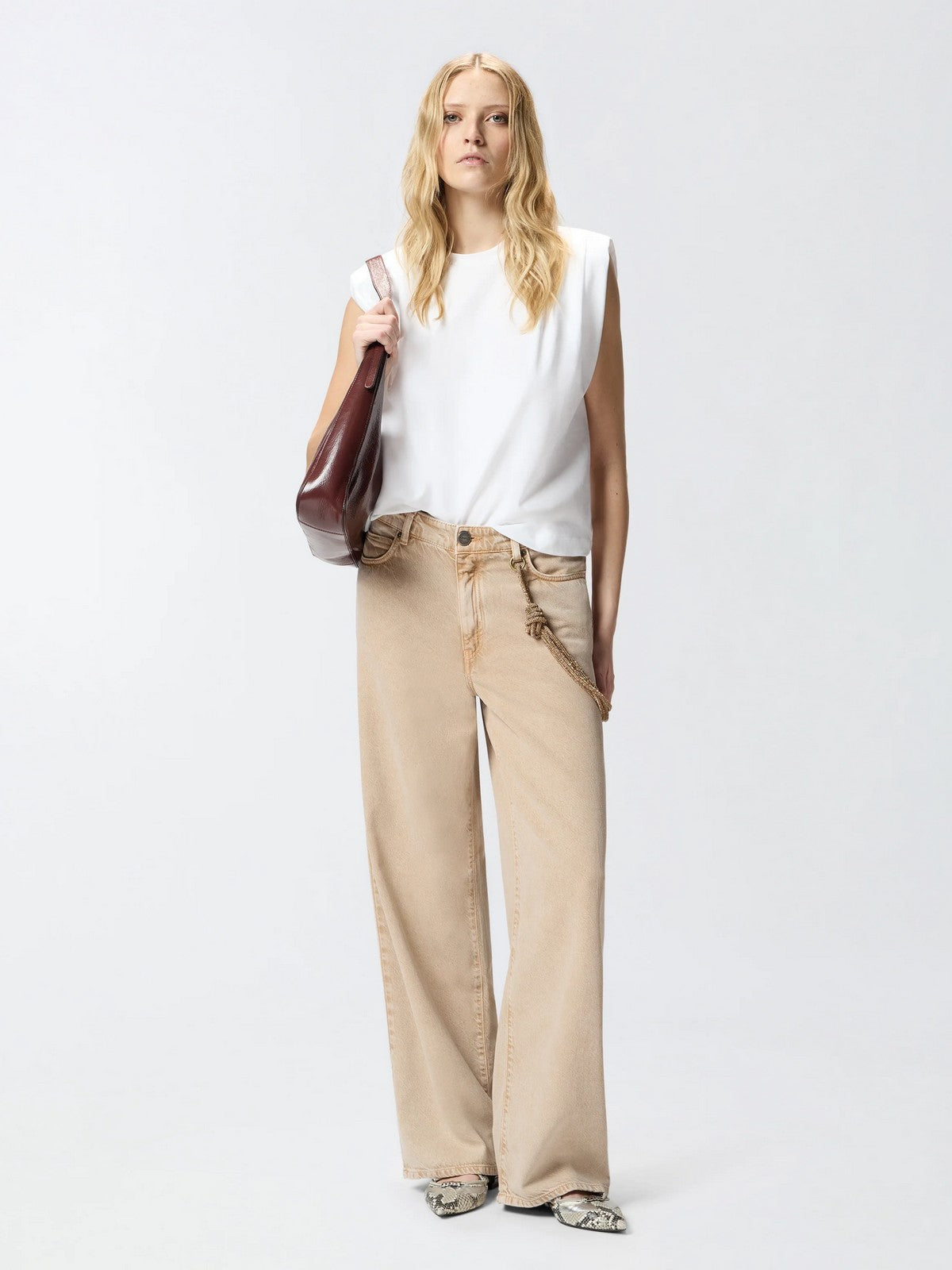 PINKO Jeans Donna LAURYN LOOSE BULL 104601-A33R C88 BEIGE-MACROCISTIDE