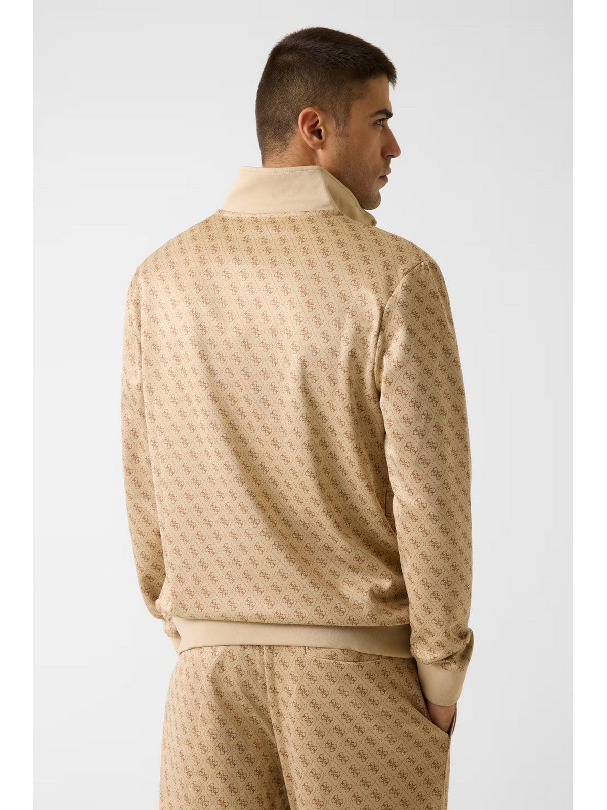 GUESS SPORT Felpa Uomo KORBIN FULL ZIP TRACKSUIT Z2BQ06 K7122 P13W 4G AOP BEIGE BLANCO