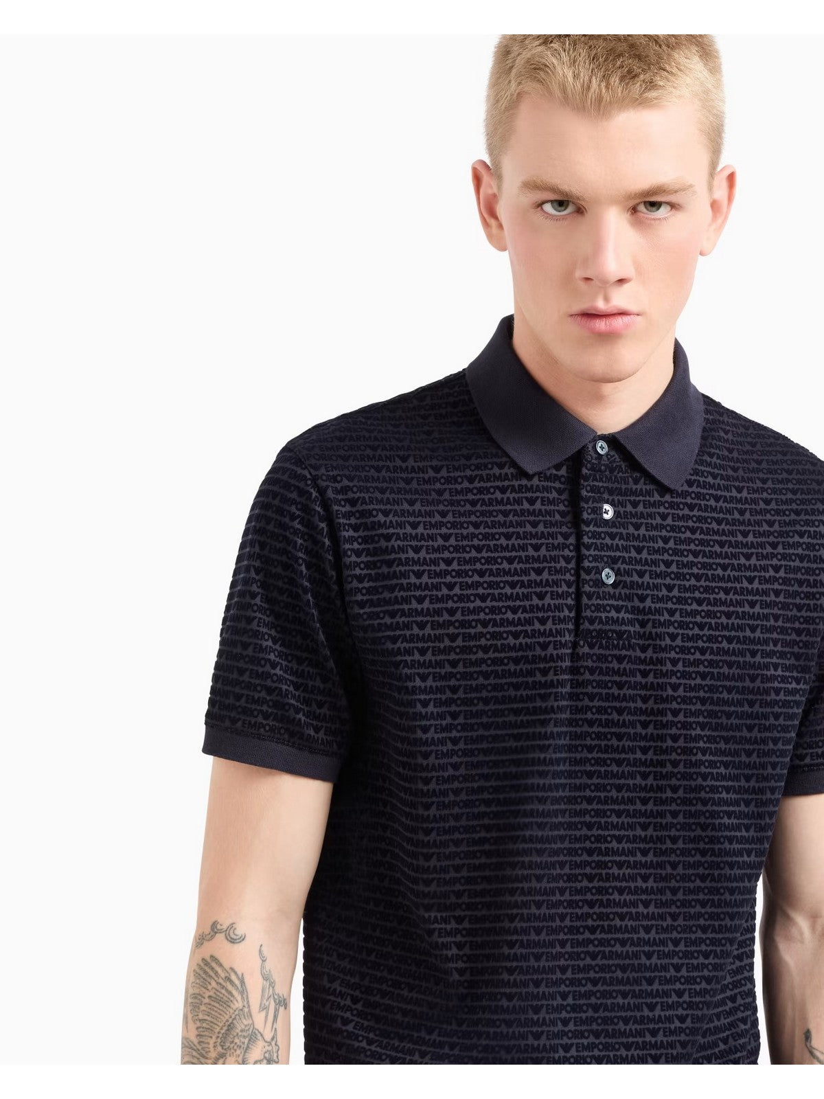 EMPORIO ARMANI Polo Uomo  EM001283 AF10017 FB229 EM001289 NAVY ALLOVER FLOCKING