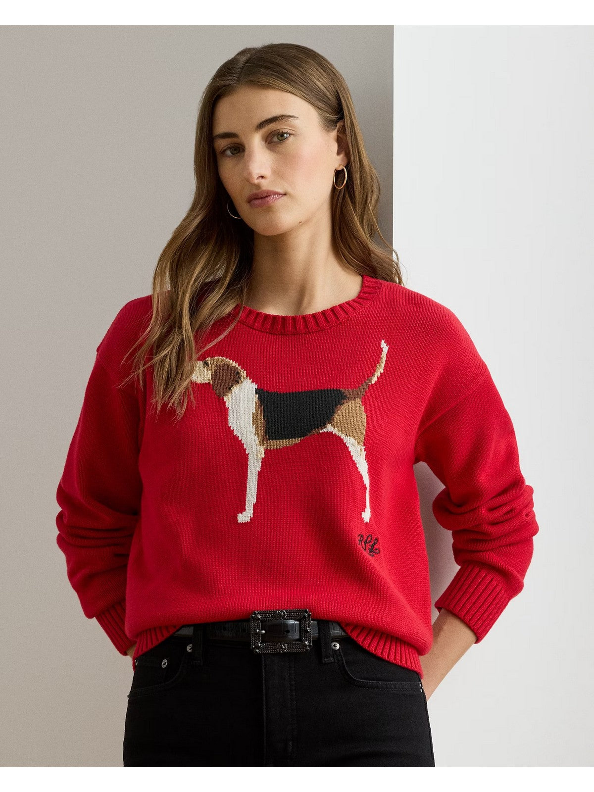 Lauren Ralph Lauren Women's Maglione Riednee-Long Sleeve-Pullover 200979657 001 Ralph Red Multi