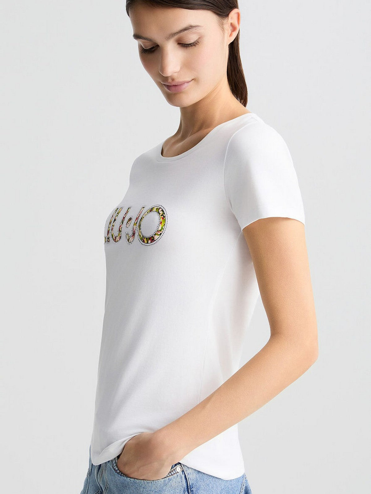 LIU JO BEACHWEAR T-shirt Donna  VA5154JS003 Q9136 Bianco/flowers