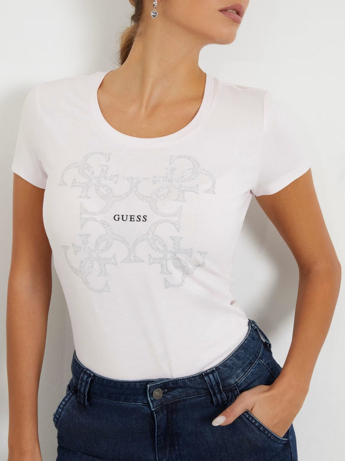 Guess T-shirt and pole Women SS CN 4G Logo Tee W4RI35 J1314 A60W Rosa