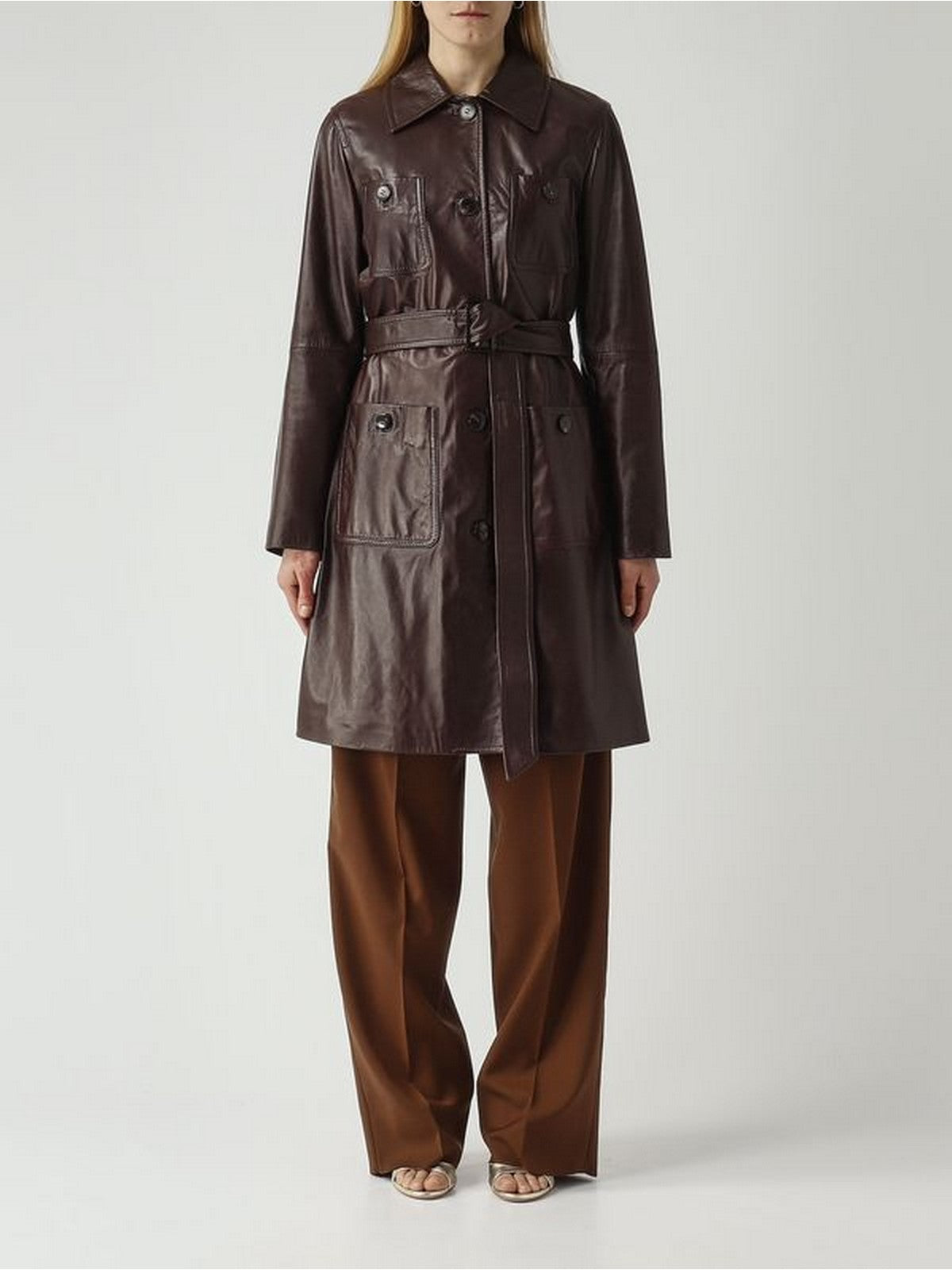 MAX MARA STUDIO Soprabito in pelle Donna MSTAMACA 2616471011600 002 Marrone