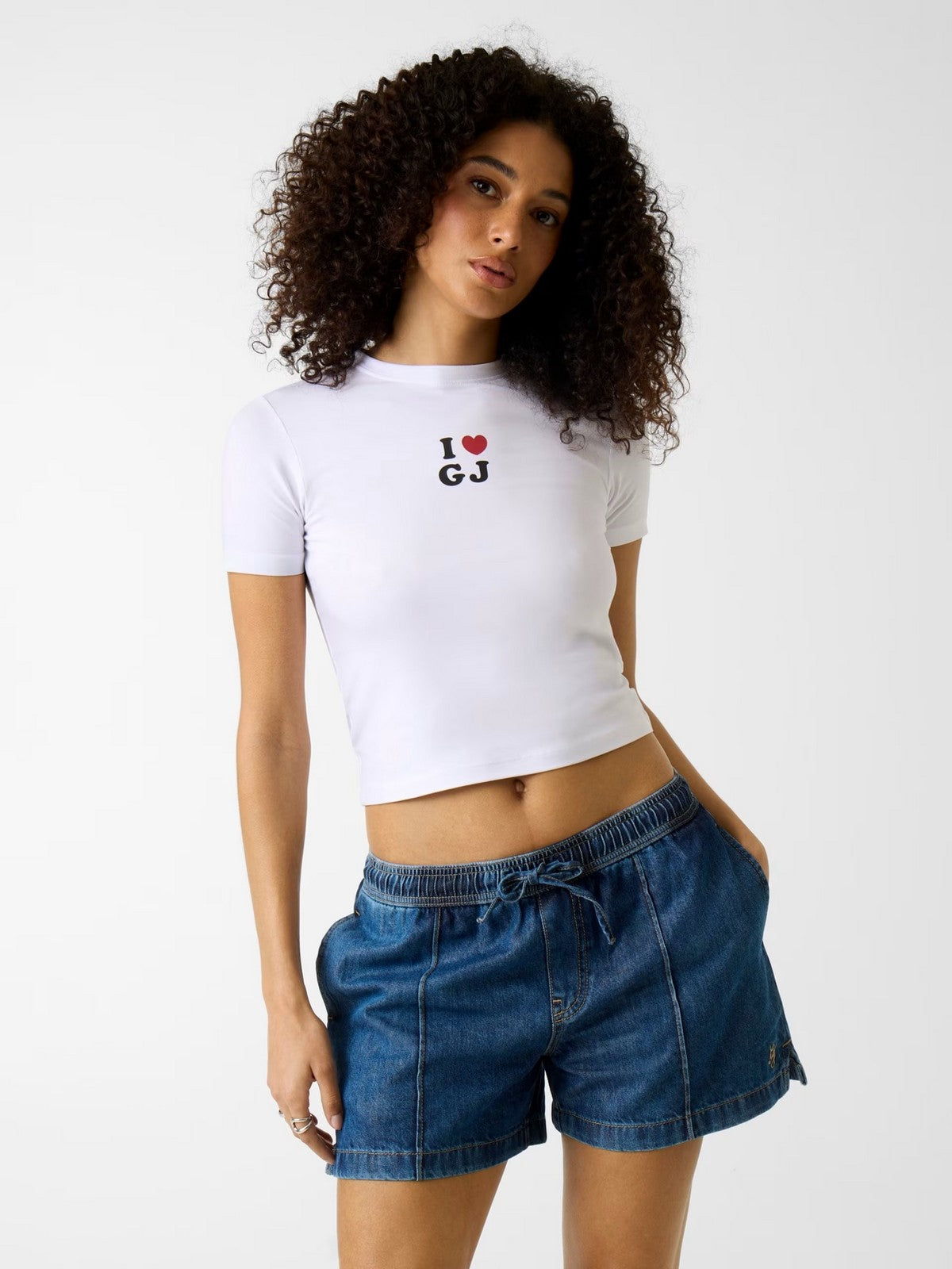 GUESS T-shirt Donna GJ SS CN I LOVE GJ BABY TEE W6GIB1 J1314 G011 PURE WHITE