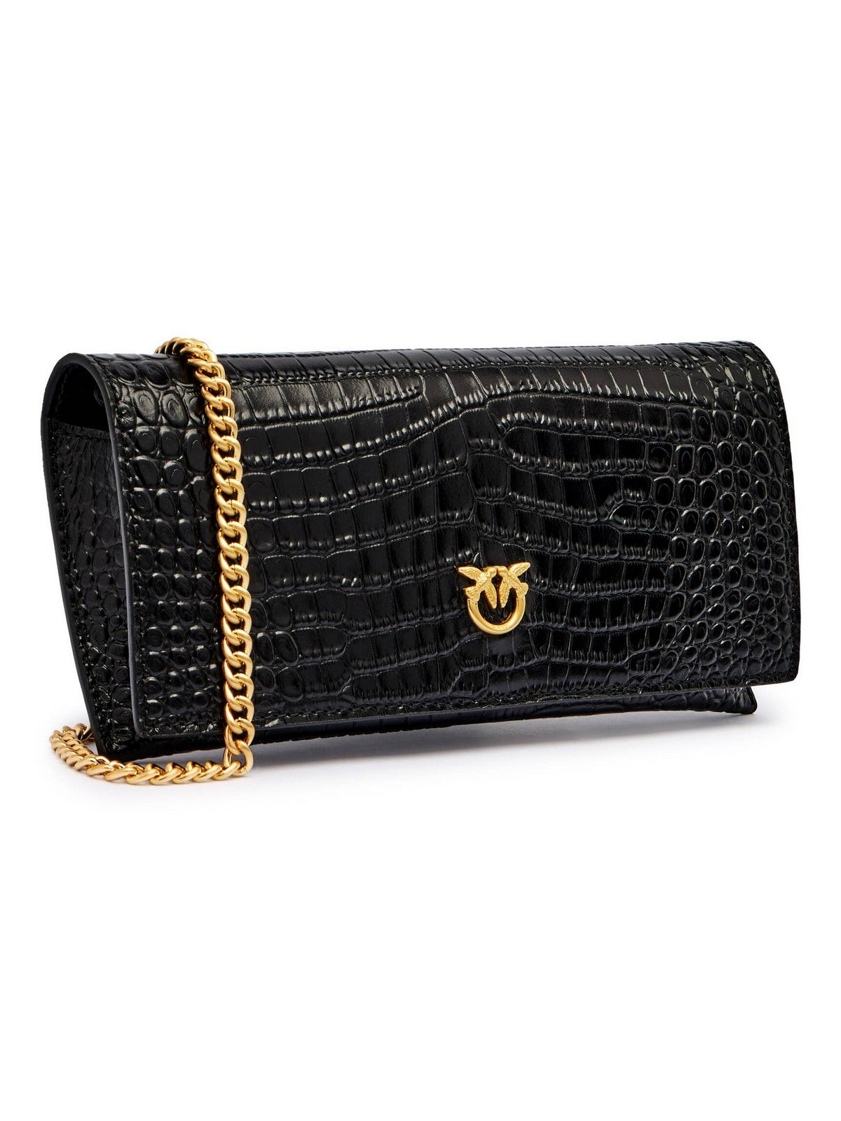 PINKO Women's Wallet FLAT WALLET 105351-A2OH Z99V BLACK LIMOUSINE - MATT GOLD