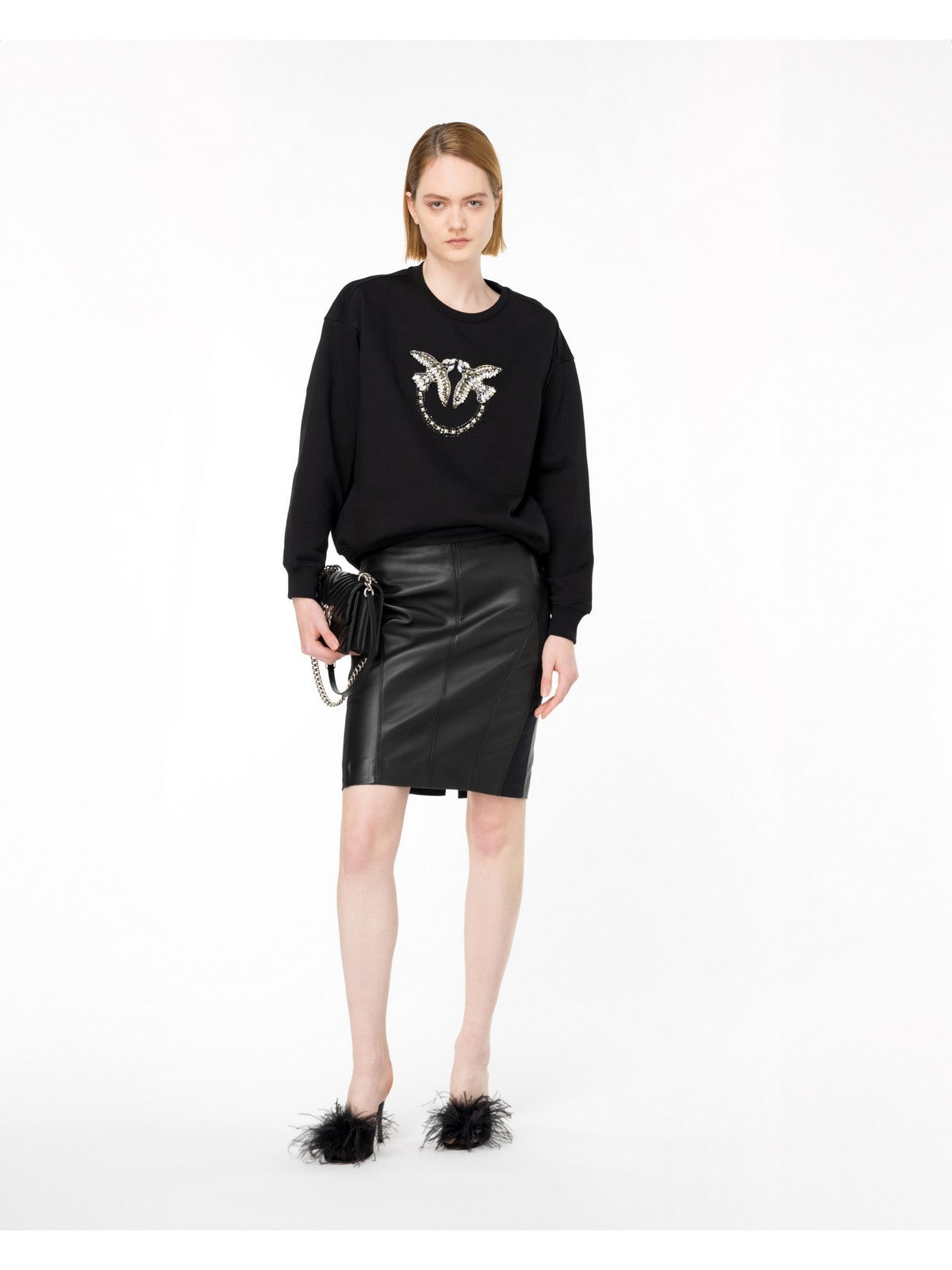 PINKO Sweat Femme Nelly Birds Logo Sweat 100534-A24F Z99 Noir