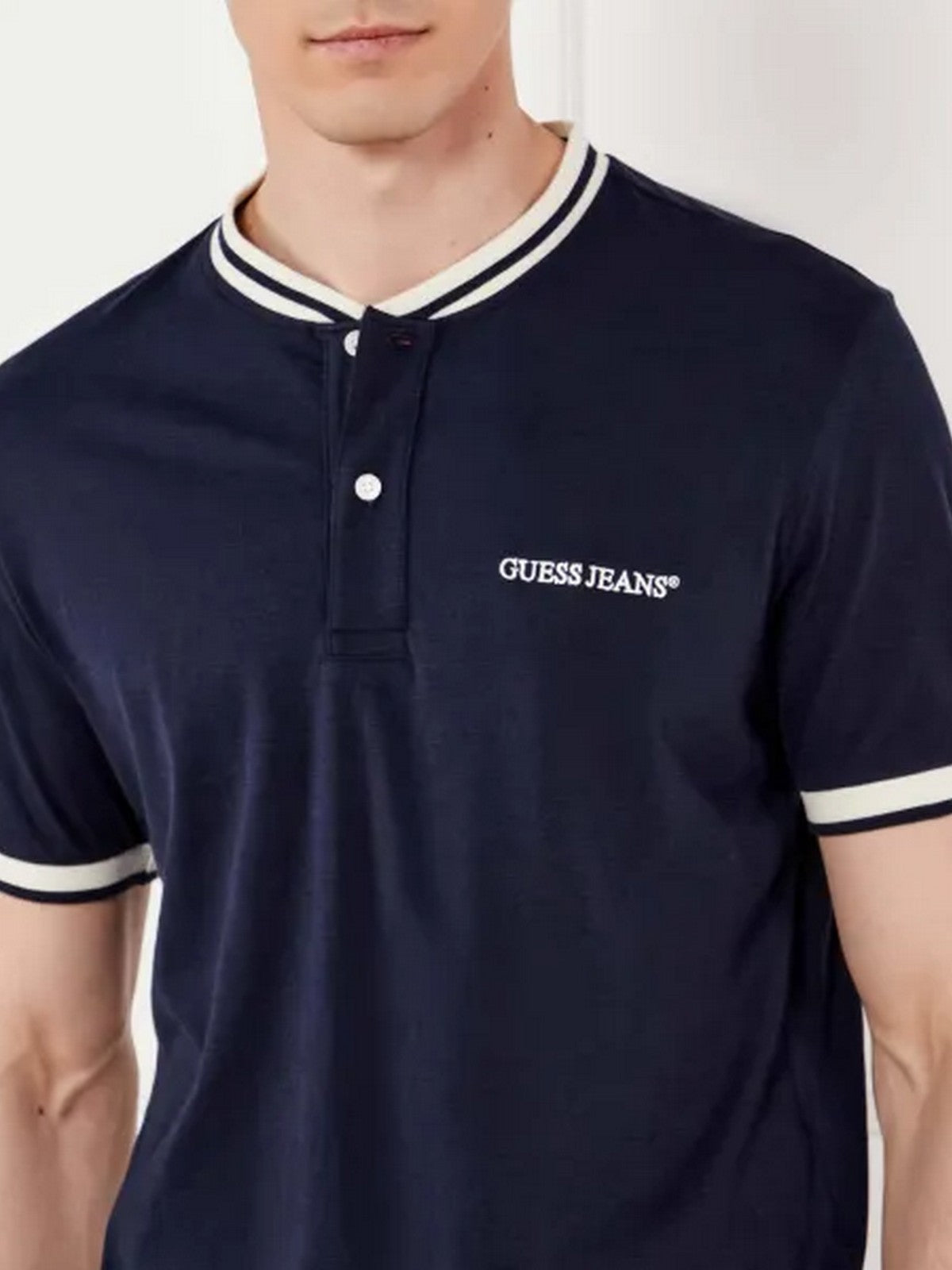 GUESS T-shirt Uomo GJ SS CN REG  HENLEY TEE M5GP49 KCTV1 A71W DARING OCEAN gioboutiqueweb