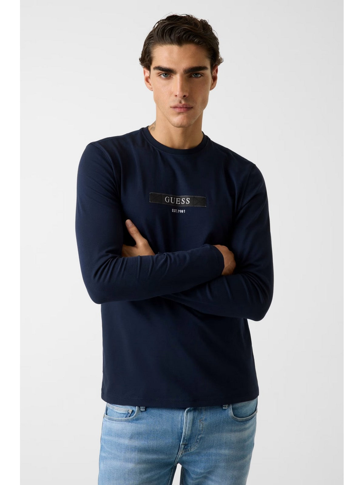 GUESS T-shirt Uomo LS CN LOGO BOX TEE M6RI18 J1314 G7V2 SMART BLUE