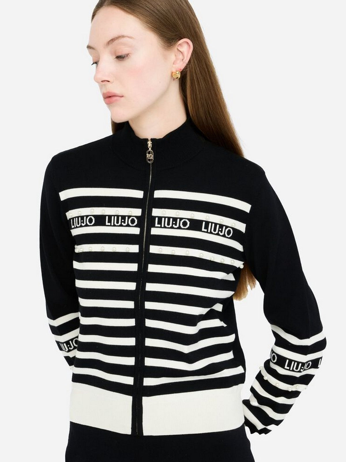 LIU JO SPORT Cardigan Donna  TF5214MS63L 03N66 Nero/bianco latte