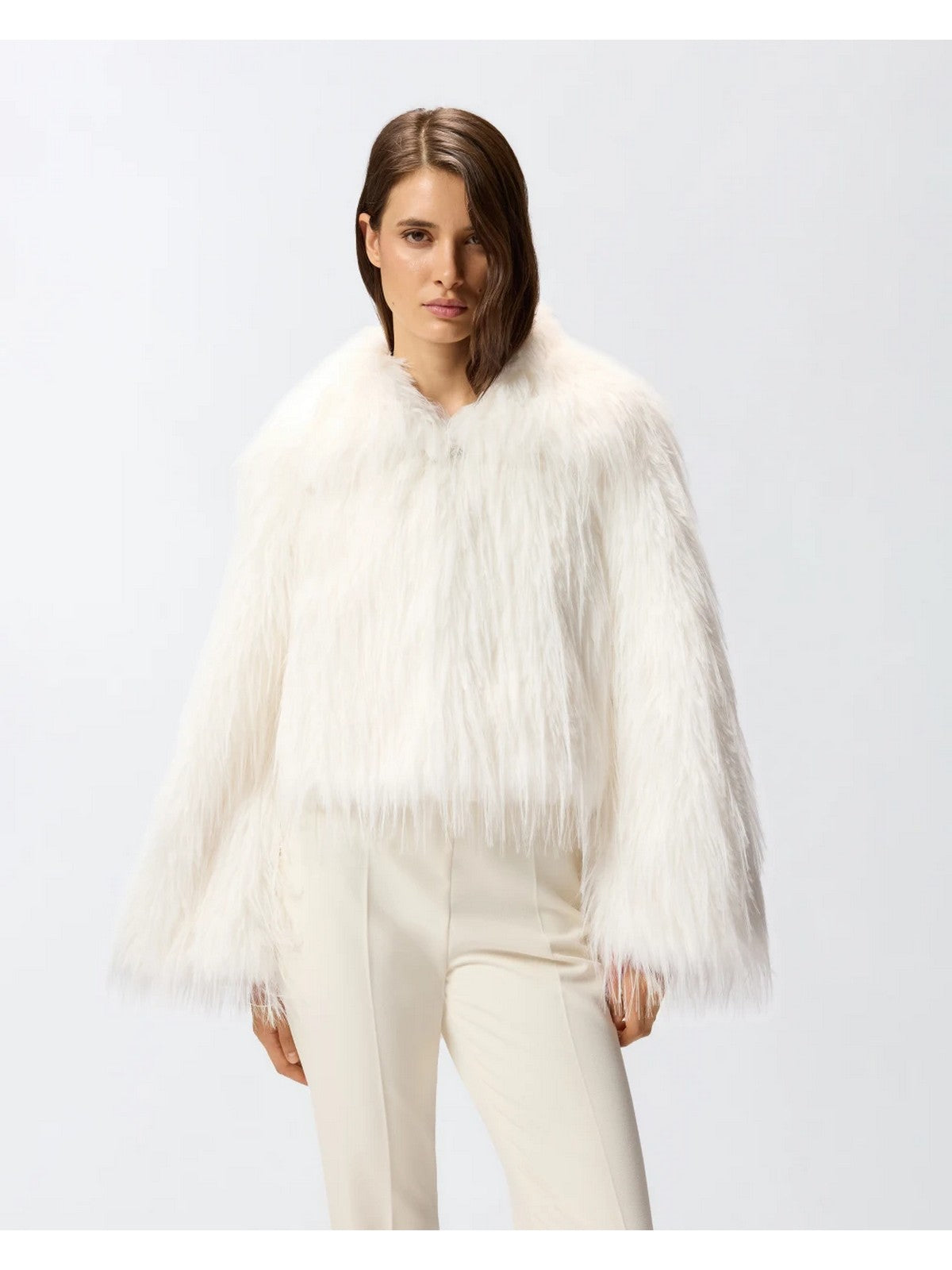 PINKO Pelliccia Donna AMPARO CABAN 106045-A2ZO Z14 BIANCO SETA