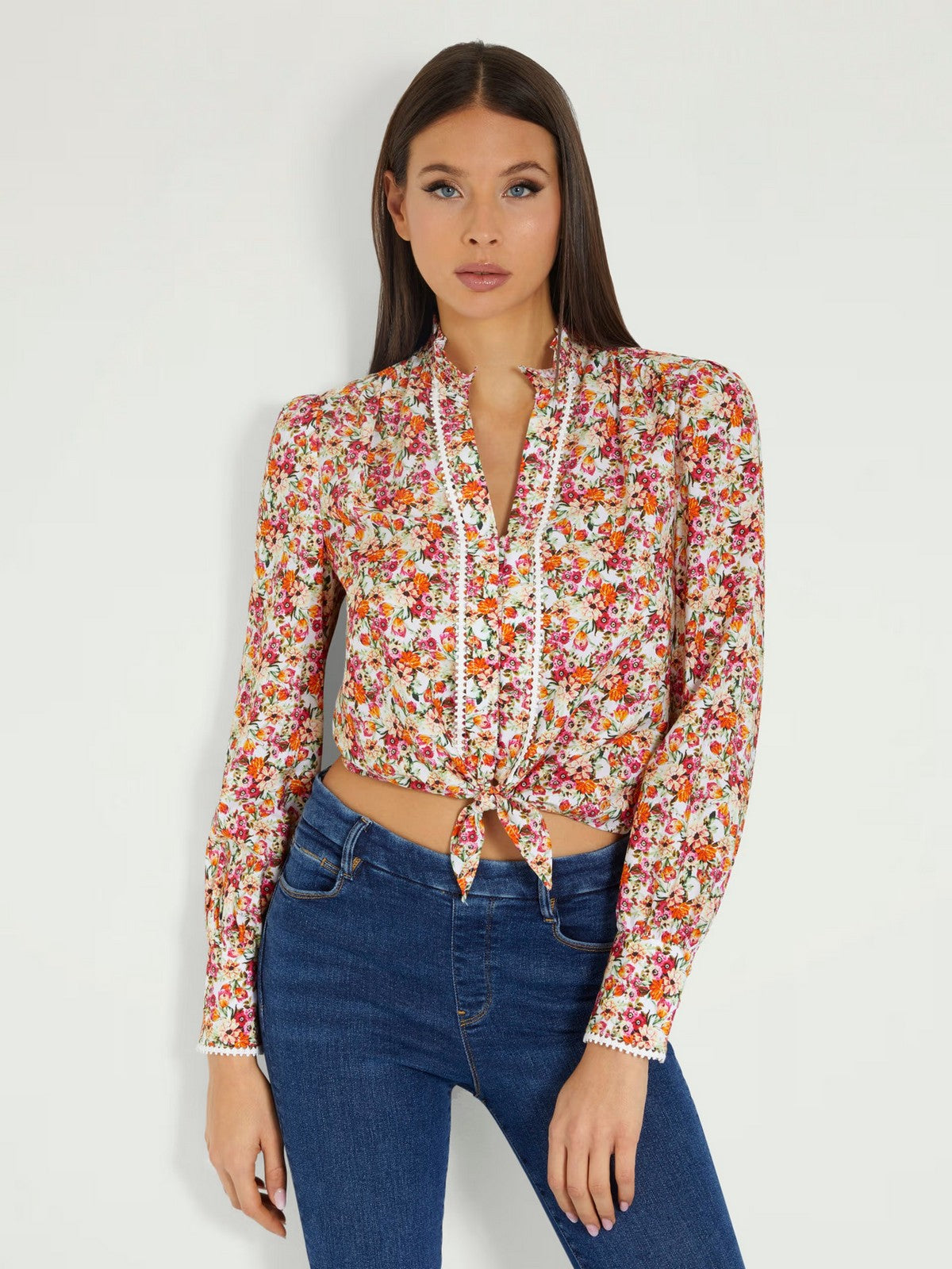 GUESS Camicia Donna Ls New Rita Shirt W4GH64 WG562 P54Z Rosa