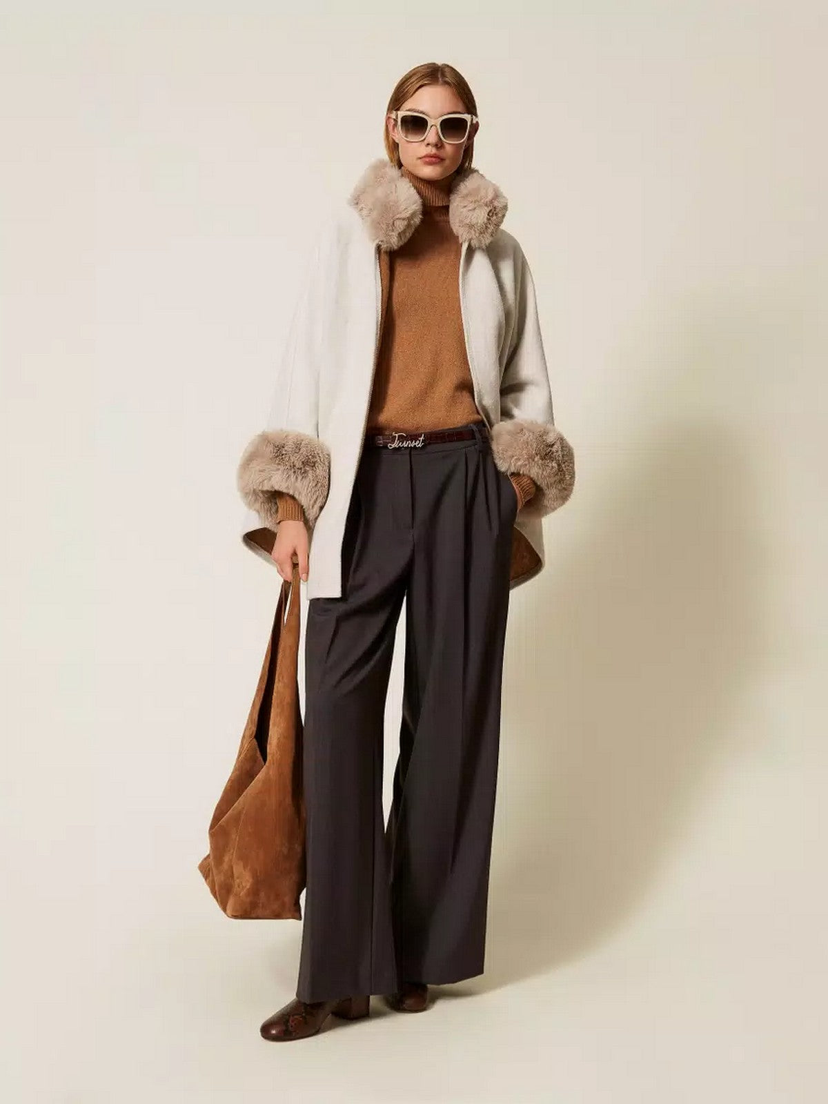 TWINSET Mantella Donna LONG FIBER PONCHO 252TO5130 00282 NEVE