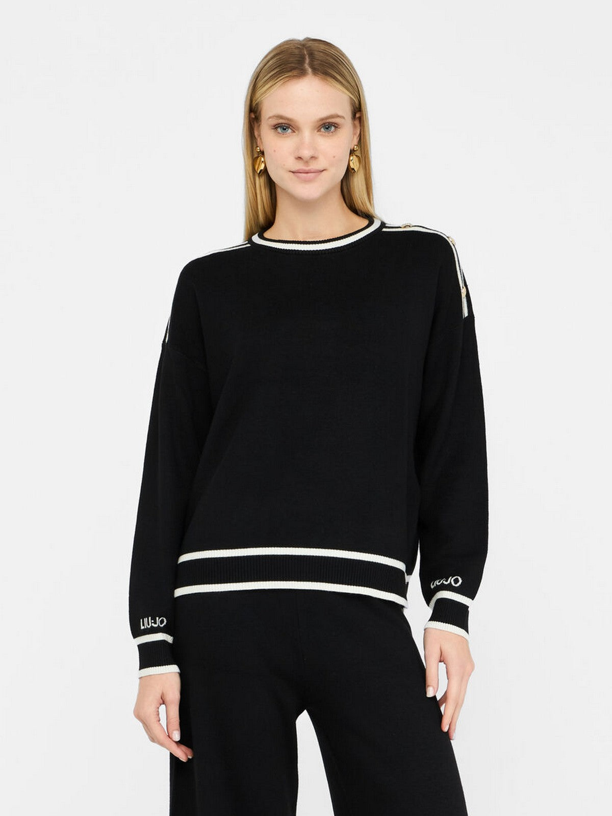 LIU JO SPORT Maglione Donna  TF5230MS59L 03N66 Nero/bianco latte