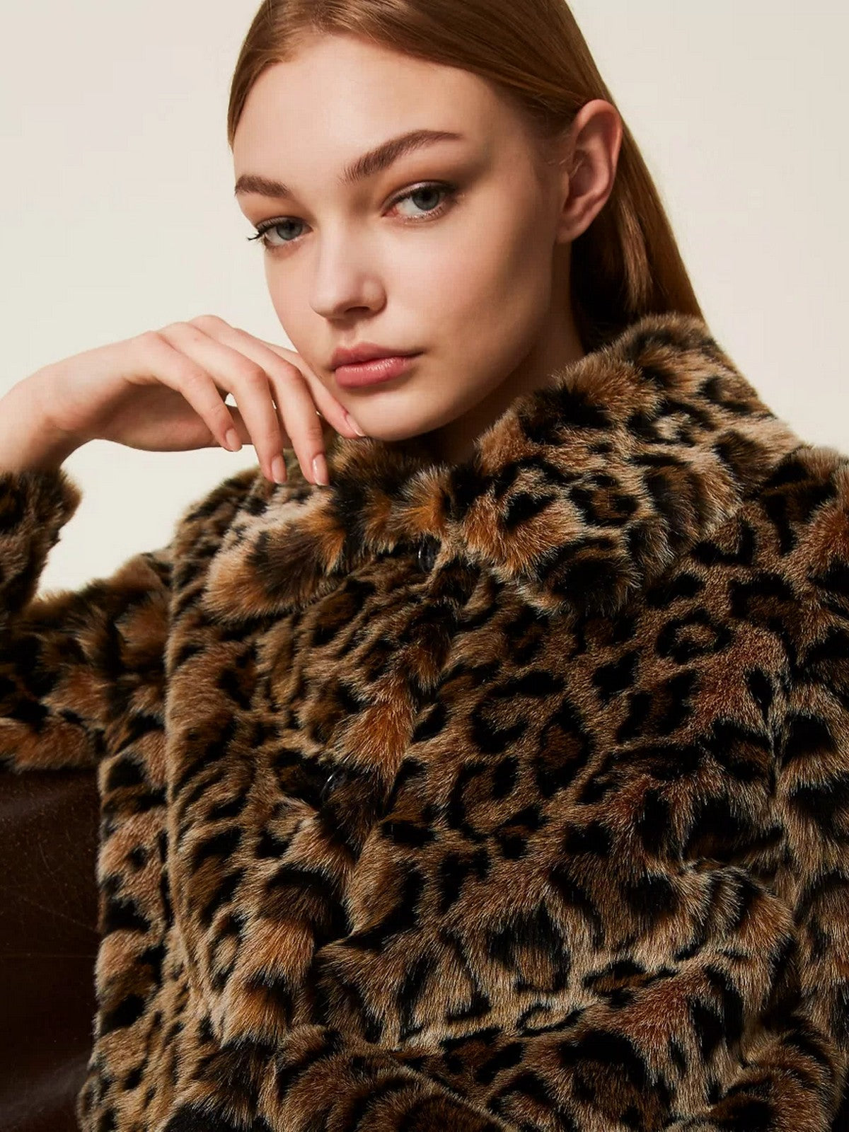 TWINSET Cappotto Donna ANIMAL FEELING 252TP2110 12779 JACQ.ANIMALIER NERO/COFFEE