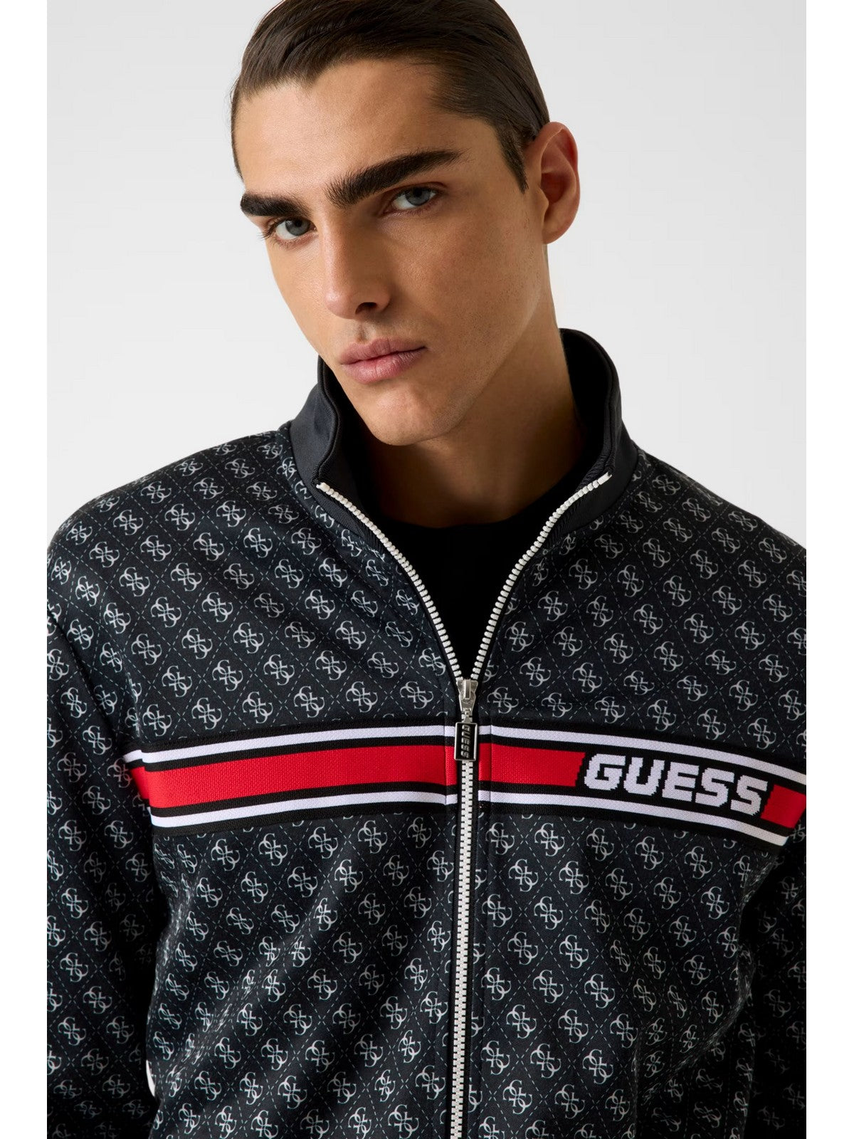 GUESS SPORT Felpa Uomo KORBIN FULL ZIP TRACKSUIT Z2BQ06 K7122 P9QC 4G AOP JET BLACK