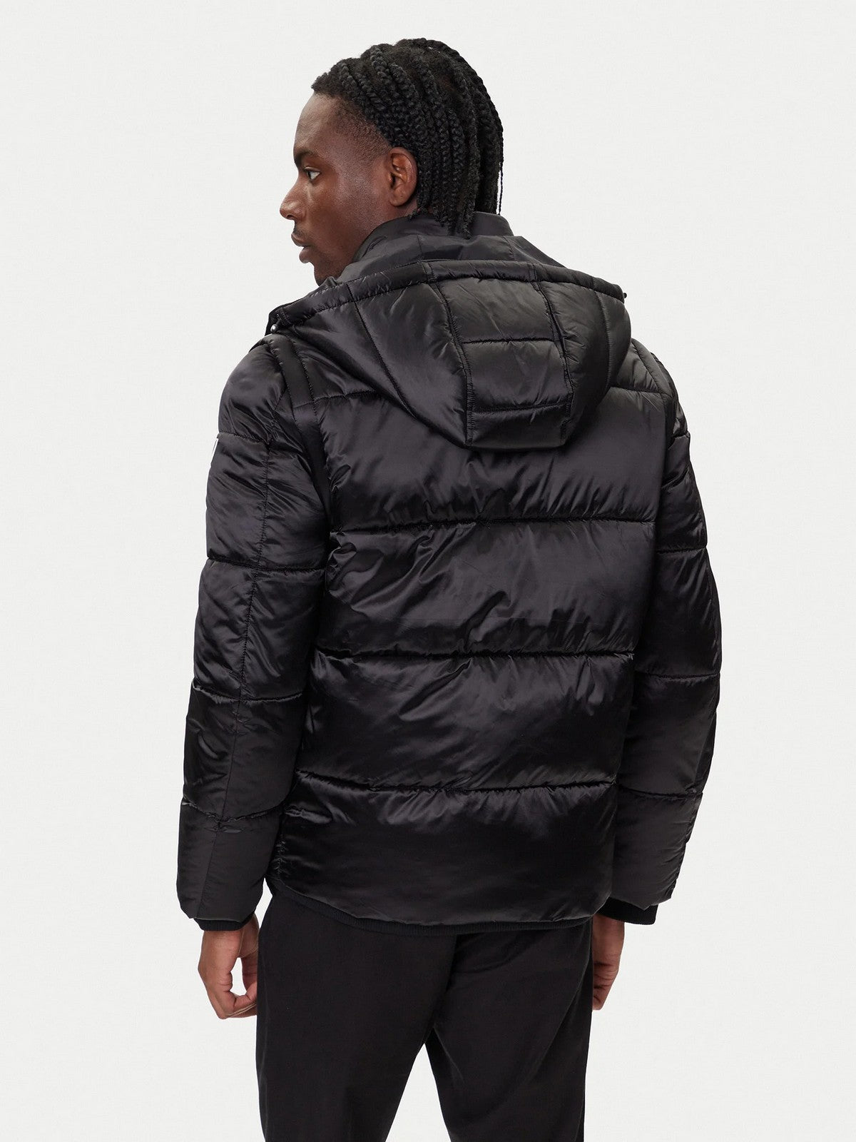 GUESS Giubbino Uomo METALLIZED PUFFA JACKET M5BL2L WGZF2 JBLK Jet Black A996