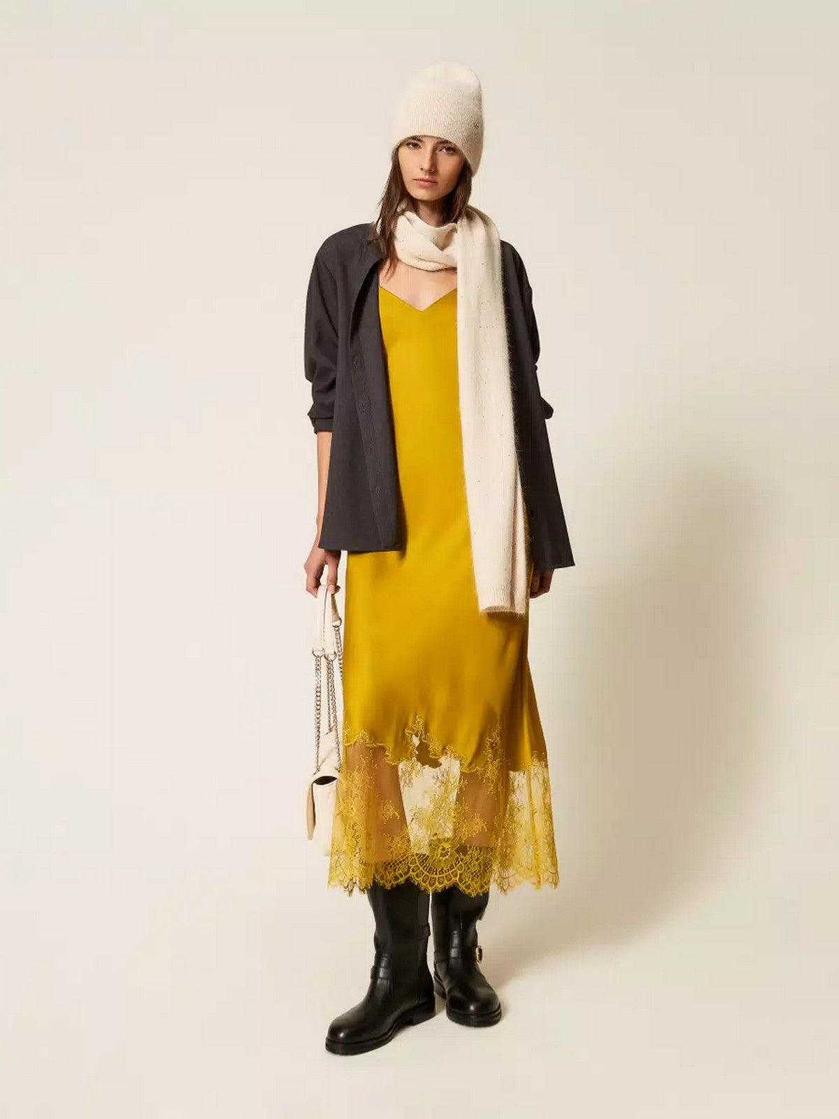 TWINSET Sciarpa Donna SEQUINS KNITTING 252TA426A 07222 PARCHMENT