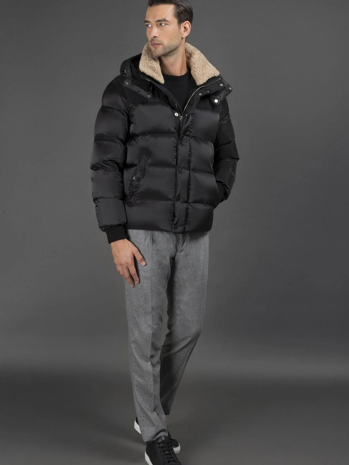 MOORER Piumino Uomo JAKE-SHK MOUBO100161 TEPA206 U0005 NERO/NERO