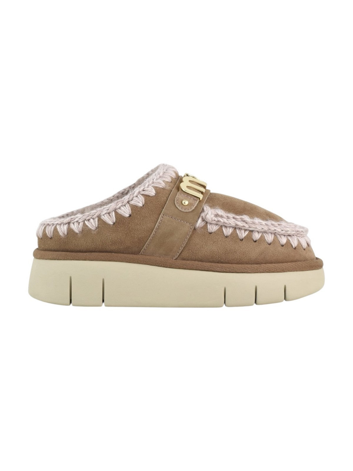 MOU Ciabatta Donna Bounce clog metal logo MU.FW531001A PKBRO Pink Brown