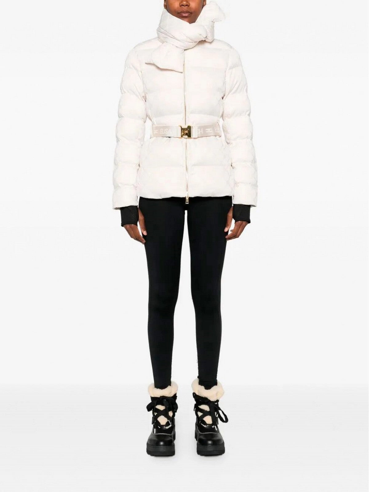 ELISABETTA FRANCHI Chaqueta down femenina PI83D56E2 DZ9 Leche