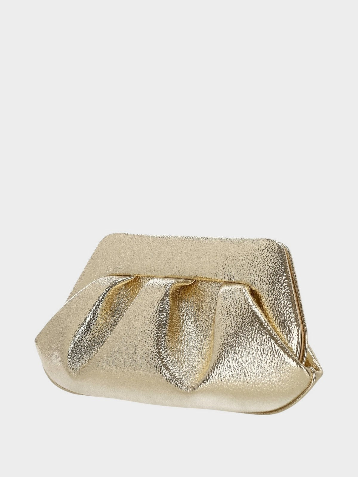 THEMOIRè Bios Baguette laminato vegan fabric bag gold eco-friendly design 