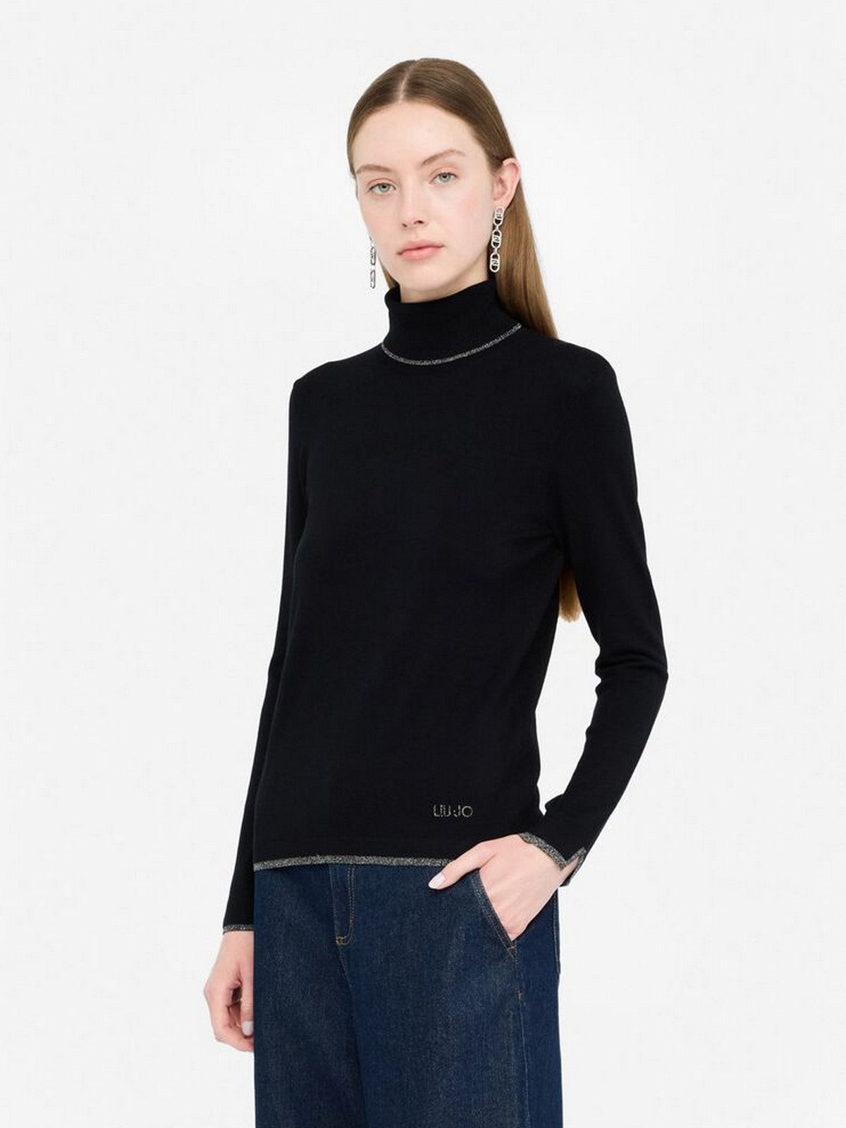 LIU JO WHITE Maglione dolcevita Donna  MF5229MS49I 22222 Nero