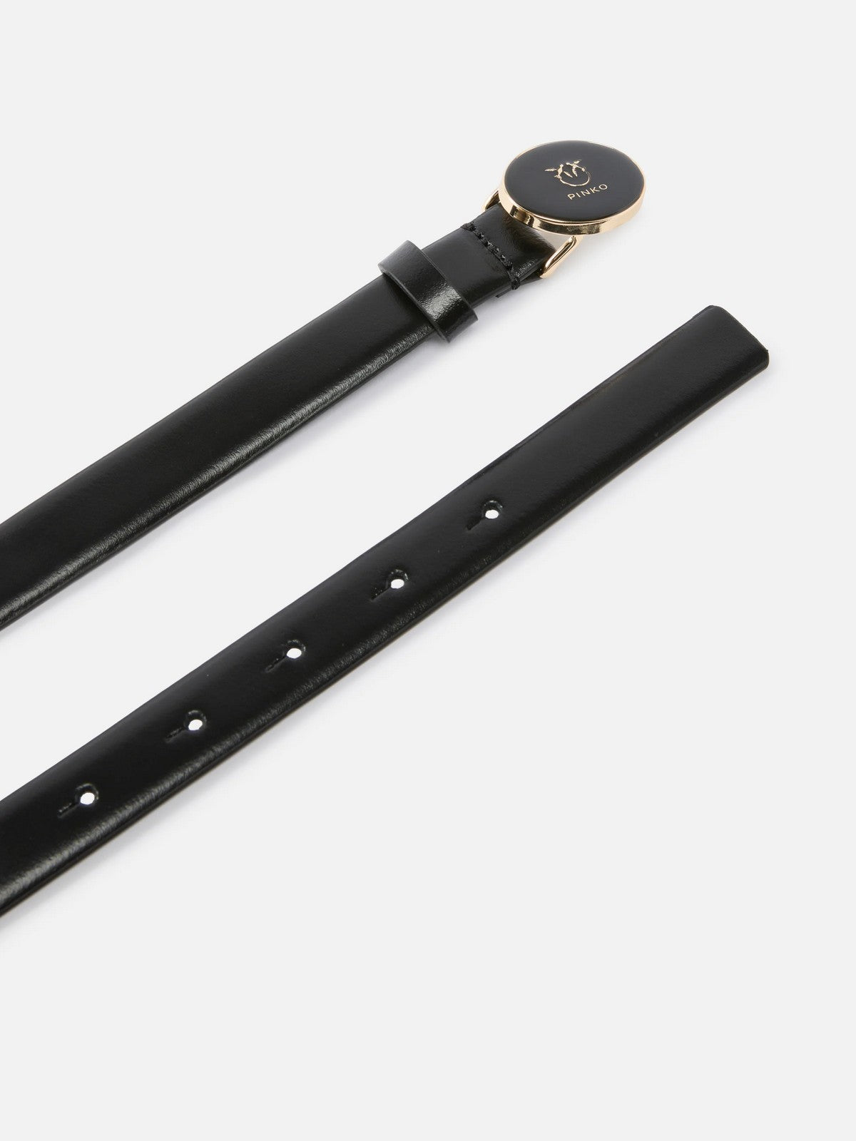 PINKO Cintura Donna ROUND ENAMEL H2 BELT.LOW VITEL 105466-A2QL Z99L NERO-LIGHT GOLD